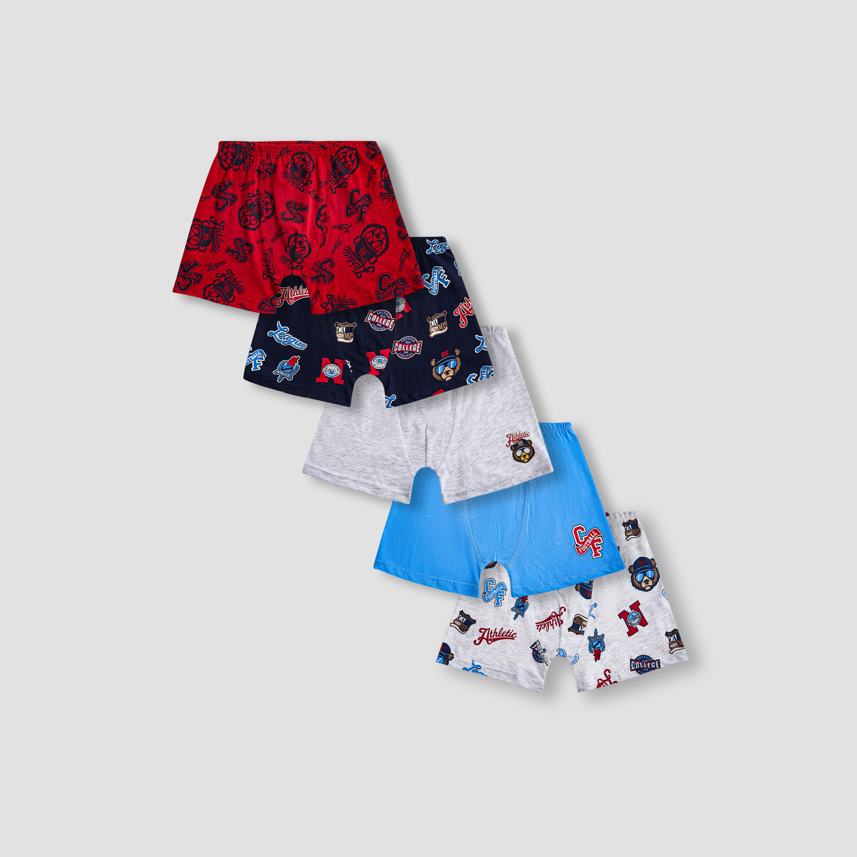 Juniors Printed Boxers with Elasticated Waistband - Set of 5-boys-clothing-innerwear-boxersandbriefs-image-1
