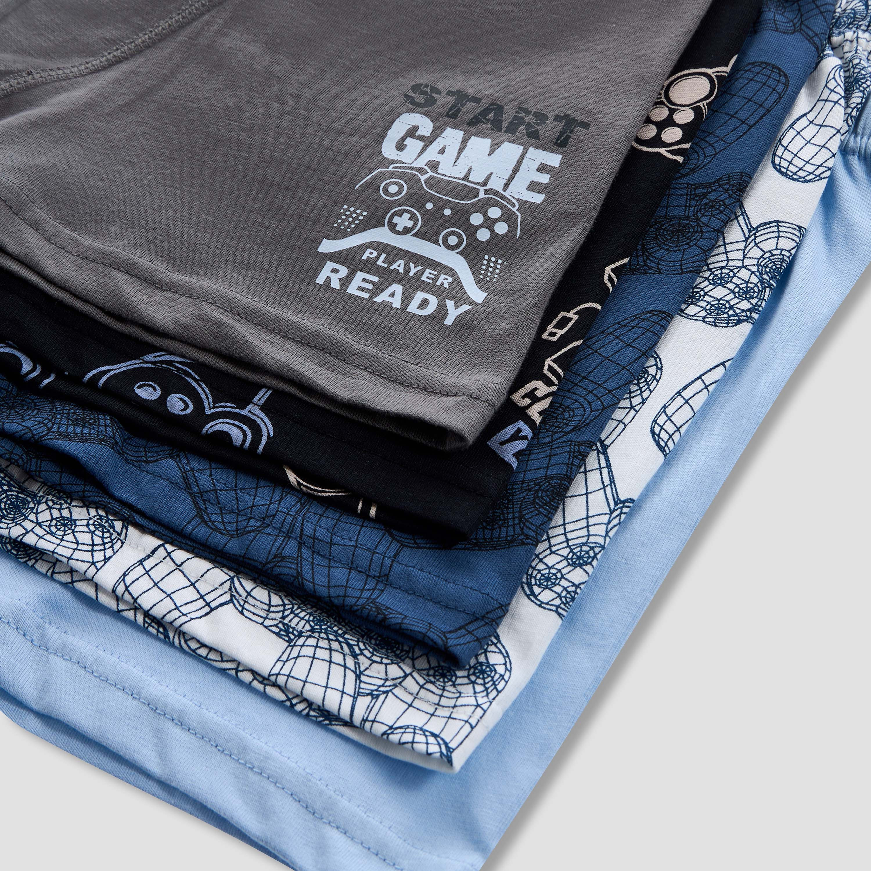 Juniors Gaming Print Boxers with Elasticated Waistband - Set of 5-boys-clothing-innerwear-boxersandbriefs-image-8