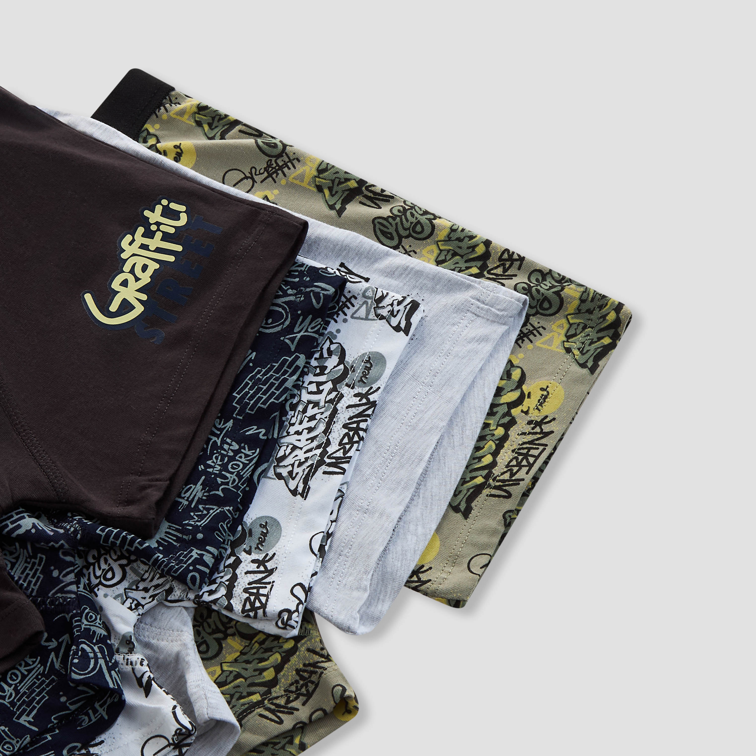 Juniors Boys Boxer Briefs with Graffiti Print - Cotton - 5-Piece Set-boys-clothing-innerwear-boxersandbriefs-image-8