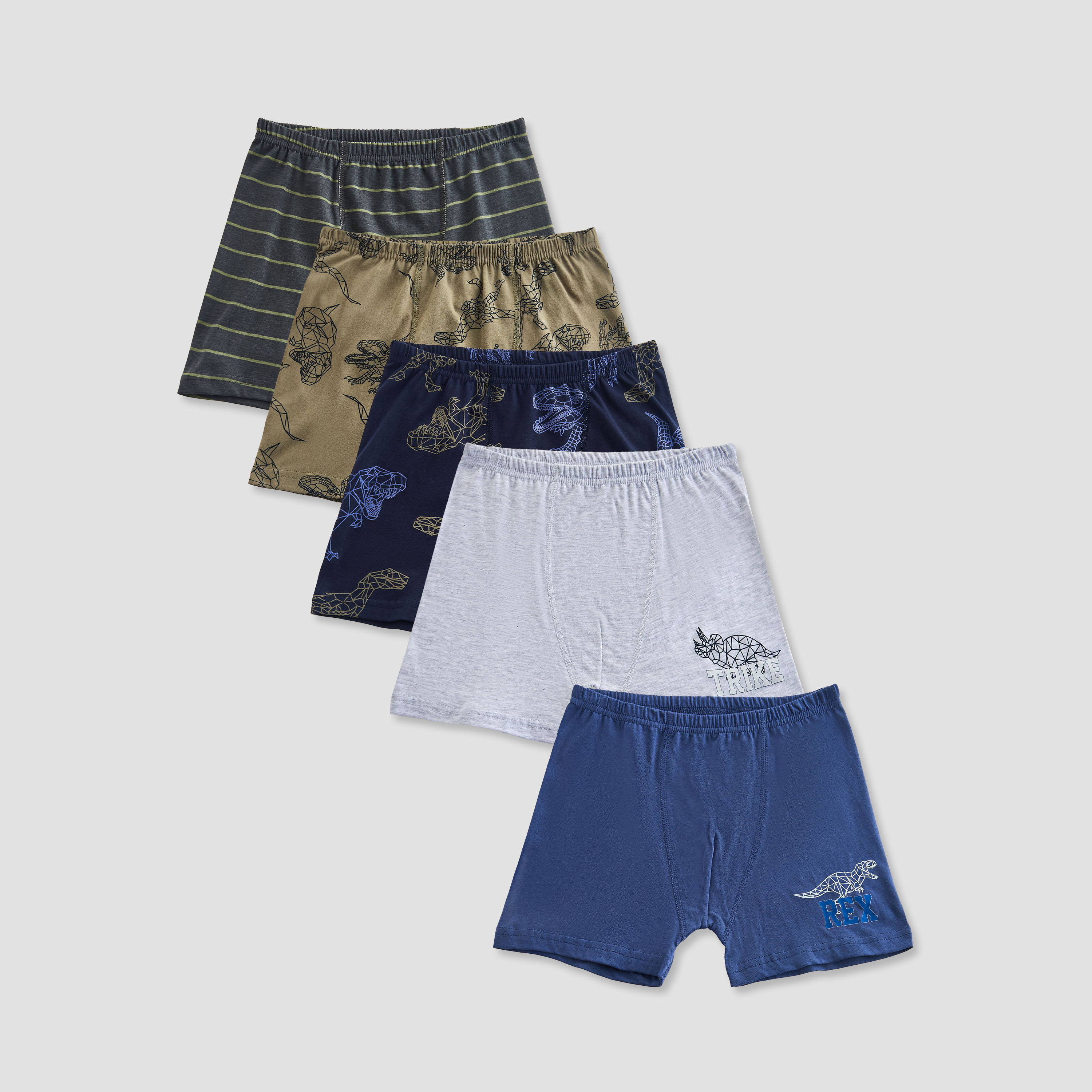 Pack of 5 Juniors Cotton Boxer Briefs with Dinosaur Print-boys-clothing-innerwear-boxersandbriefs-image-1