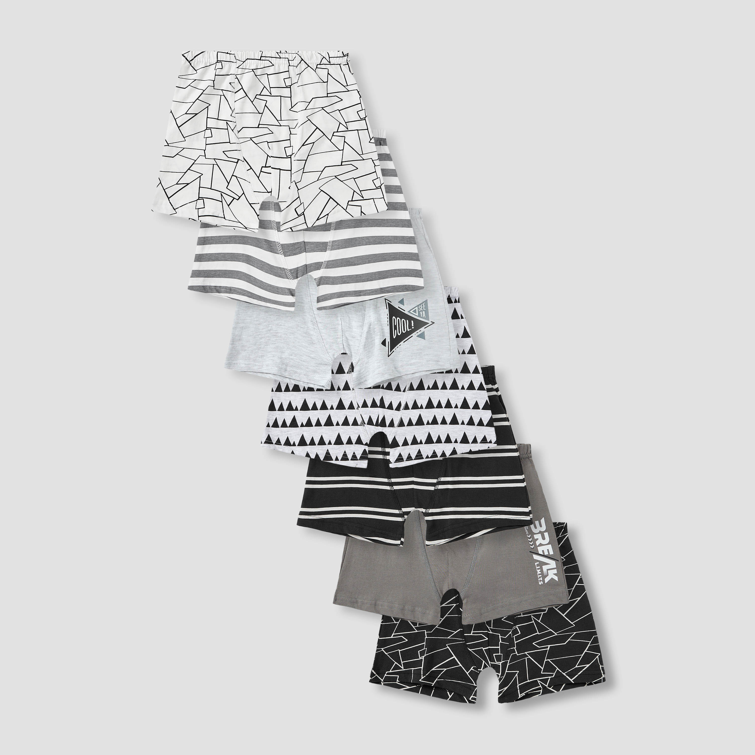 Juniors Printed Boxers with Elasticated Waistband - Set of 7-boys-clothing-innerwear-boxersandbriefs-image-1