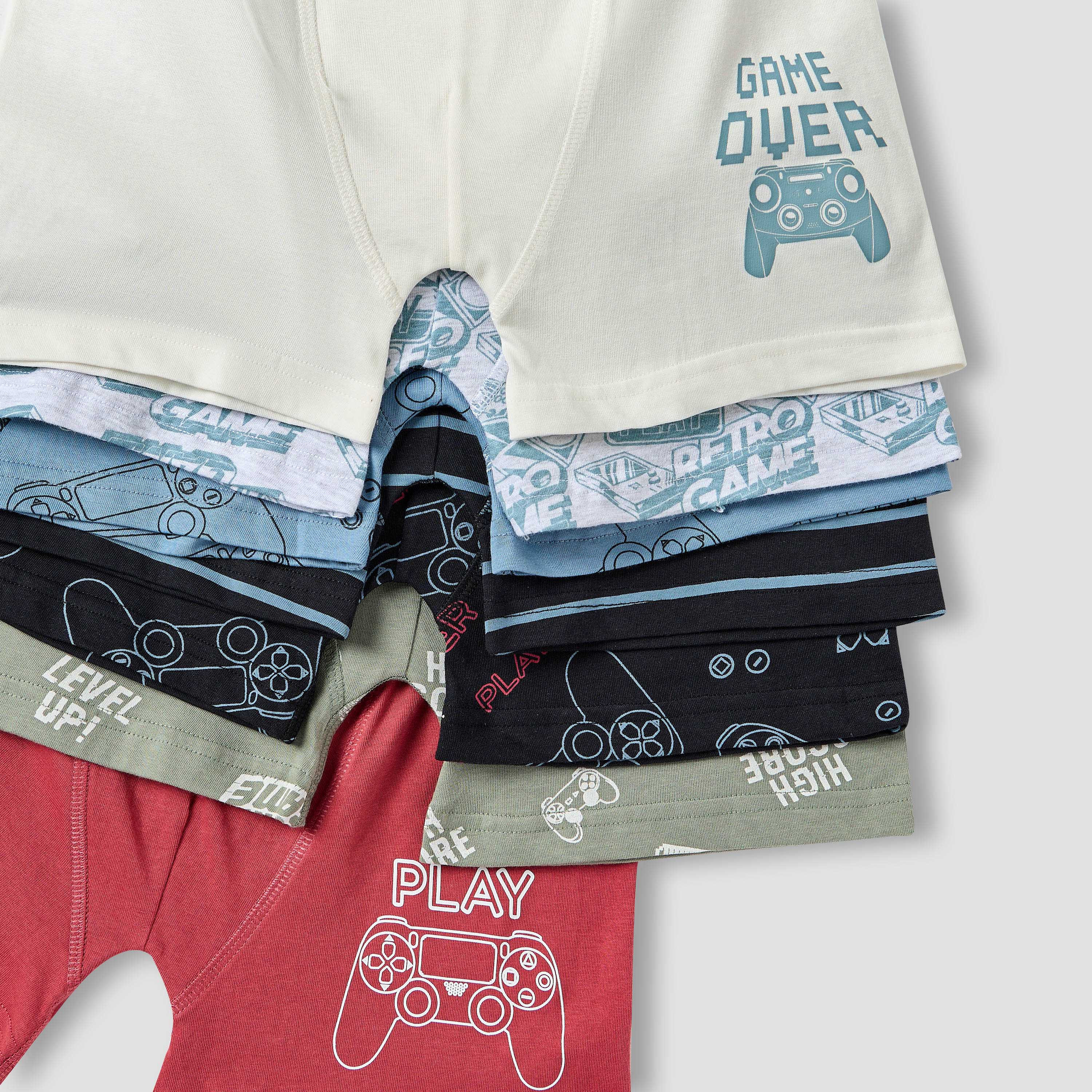 Juniors Printed Boxers with Elasticated Waistband - Set of 7-boys-clothing-innerwear-boxersandbriefs-image-6