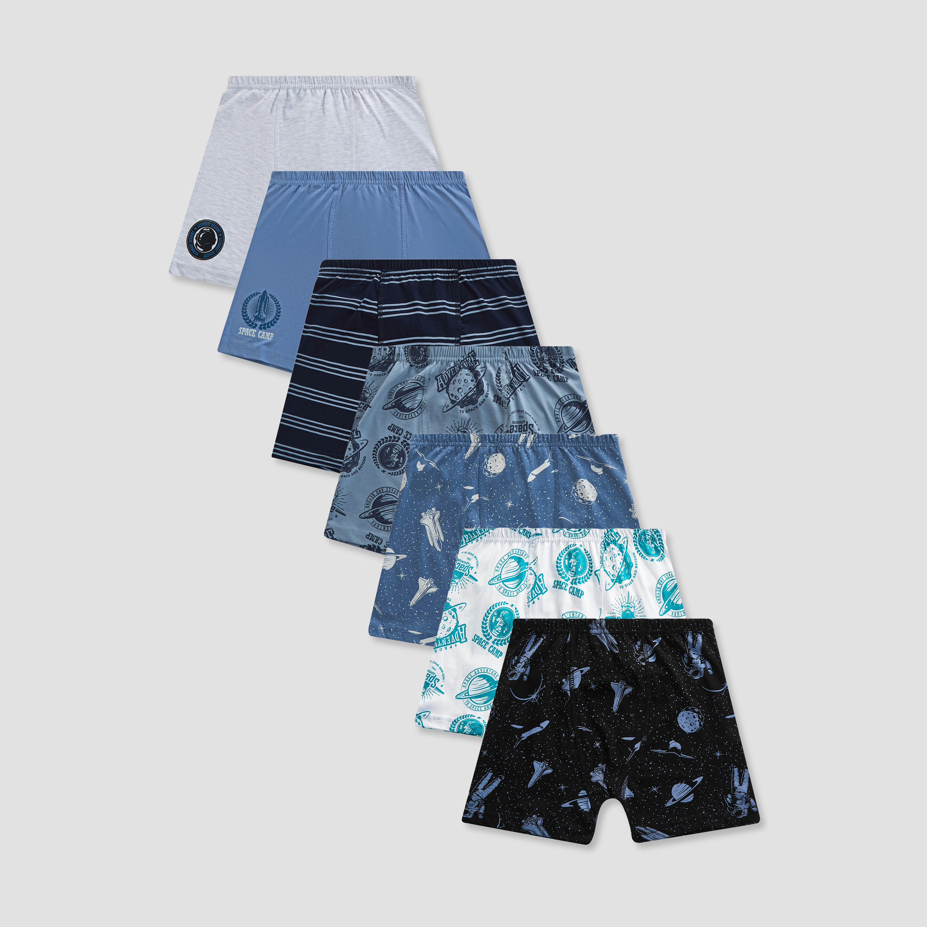 Juniors Boys Boxer Briefs with Space Print - Cotton - 7-Piece Set-boys-clothing-innerwear-boxersandbriefs-image-1