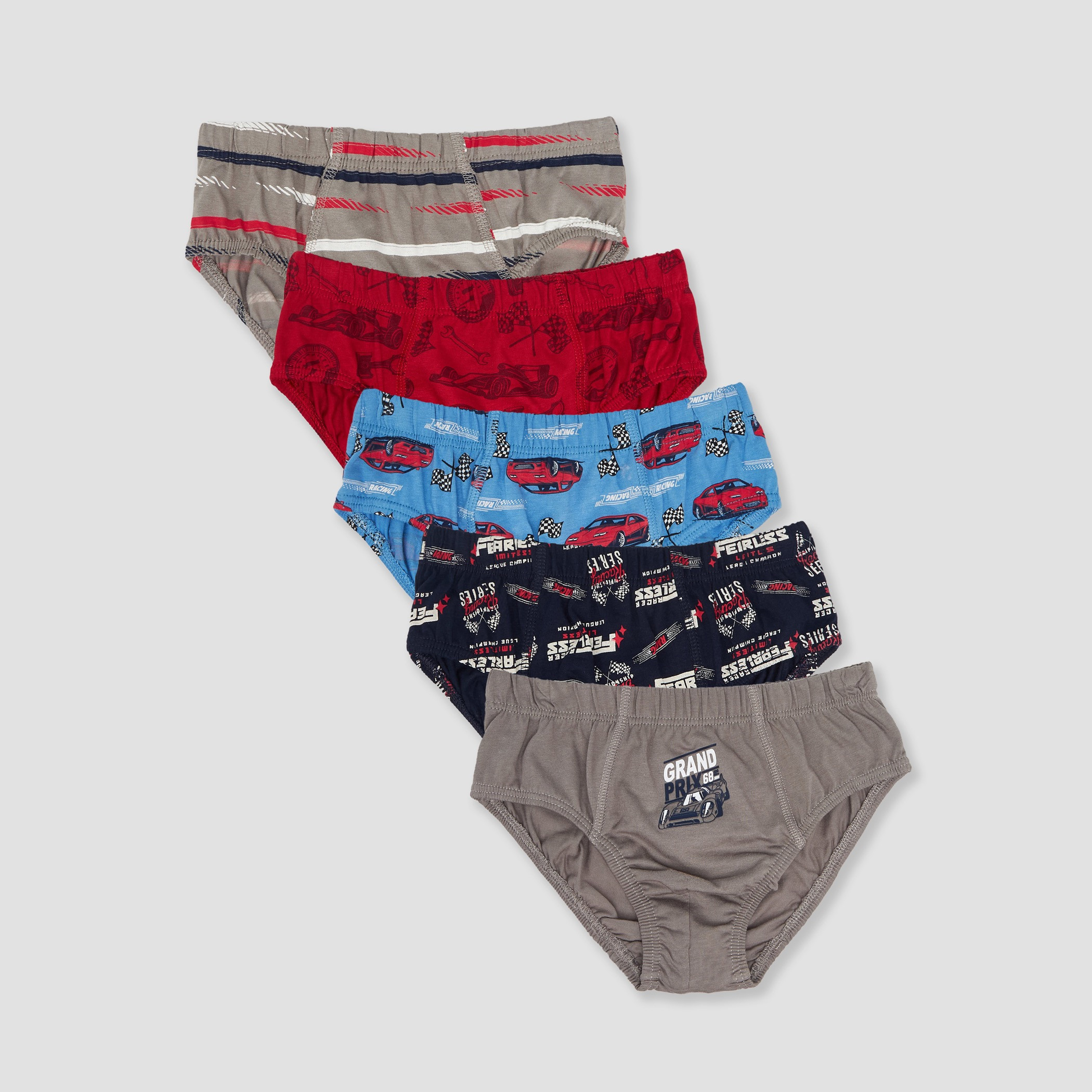 Pack of 5 Juniors Cotton Briefs with Car Print-boys-clothing-innerwear-boxersandbriefs-image-1
