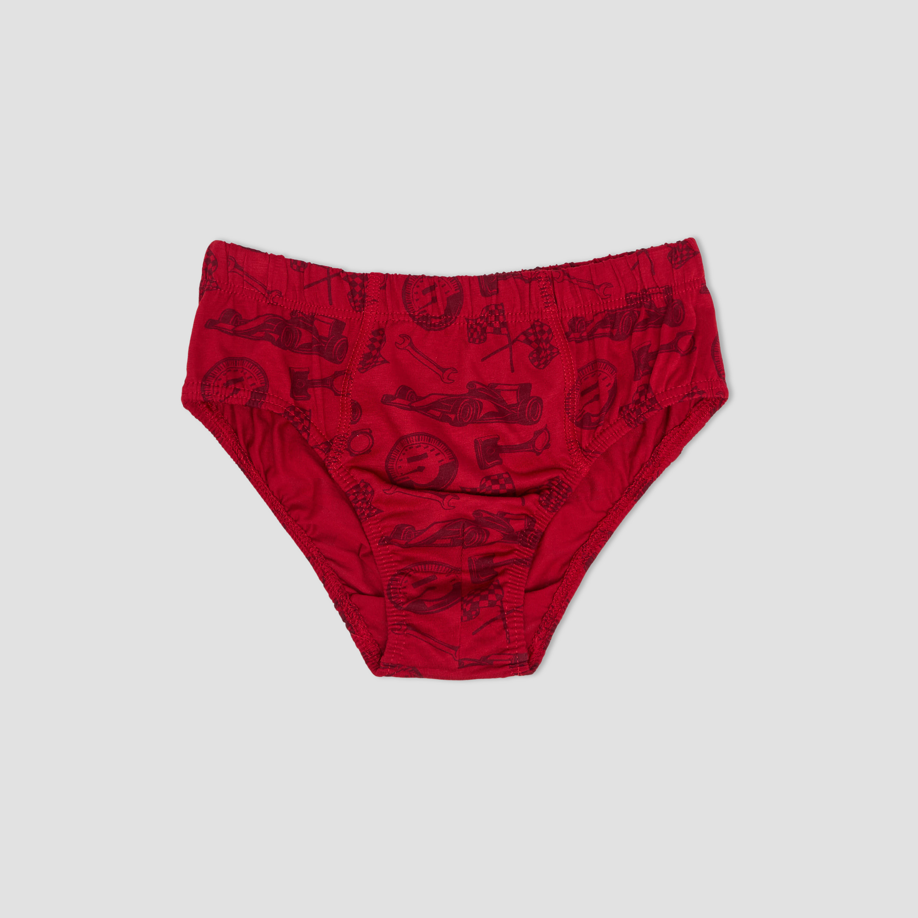 Pack of 5 Juniors Cotton Briefs with Car Print-boys-clothing-innerwear-boxersandbriefs-image-3
