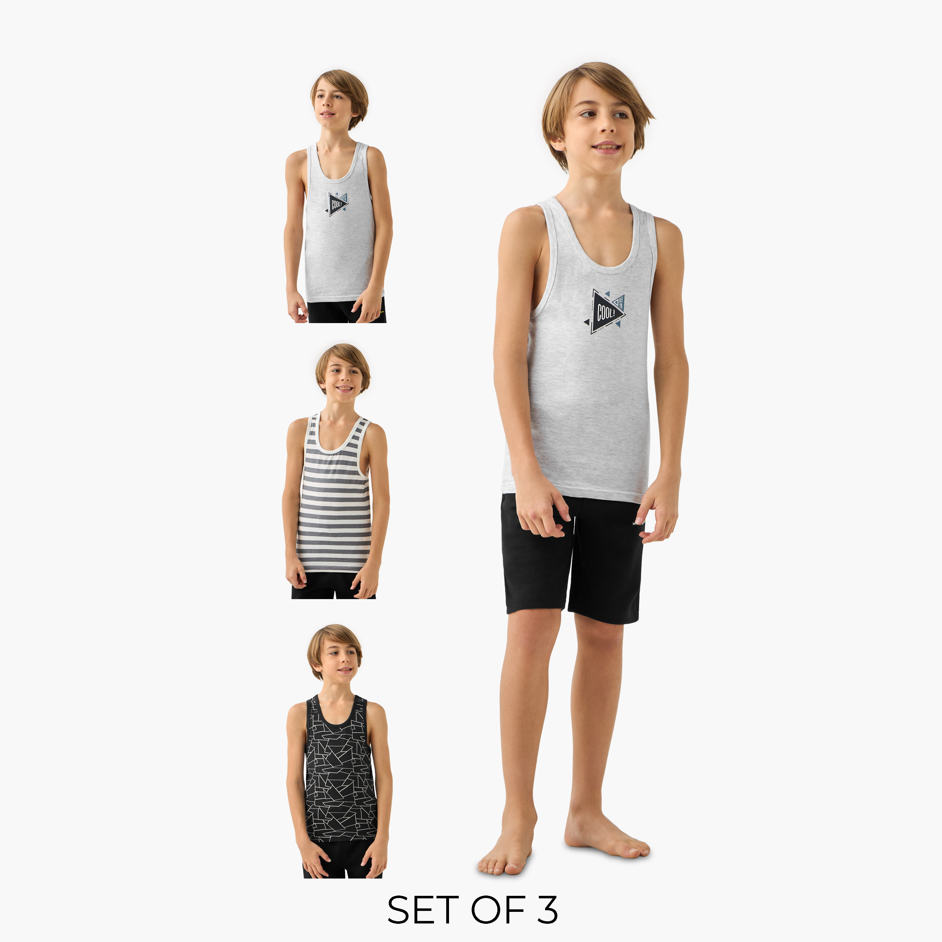 Juniors Printed Vest - Set of 3-boys-clothing-innerwear-vests-image-1