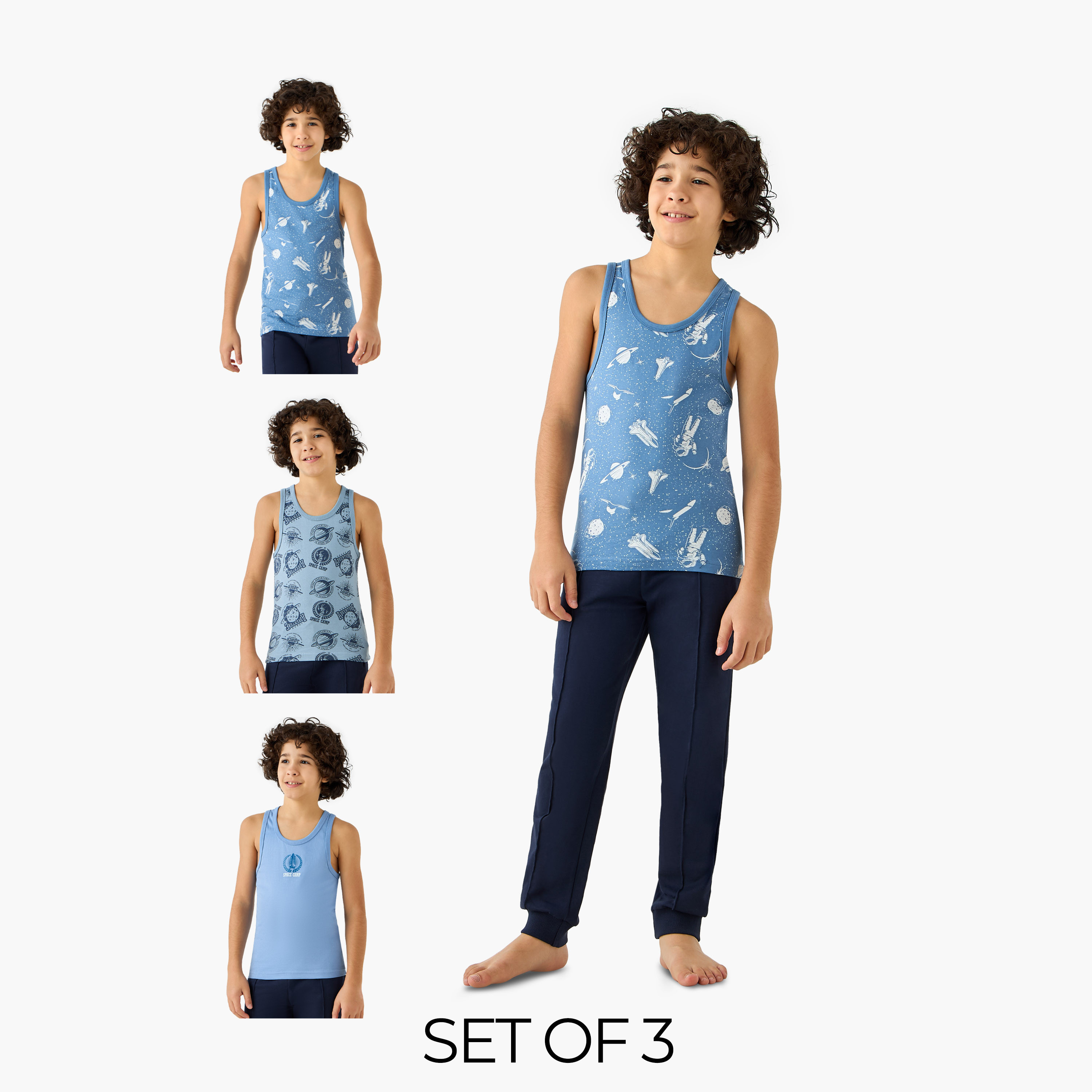 Juniors Space Print Vest - Set of 3-boys-clothing-innerwear-vests-image-1