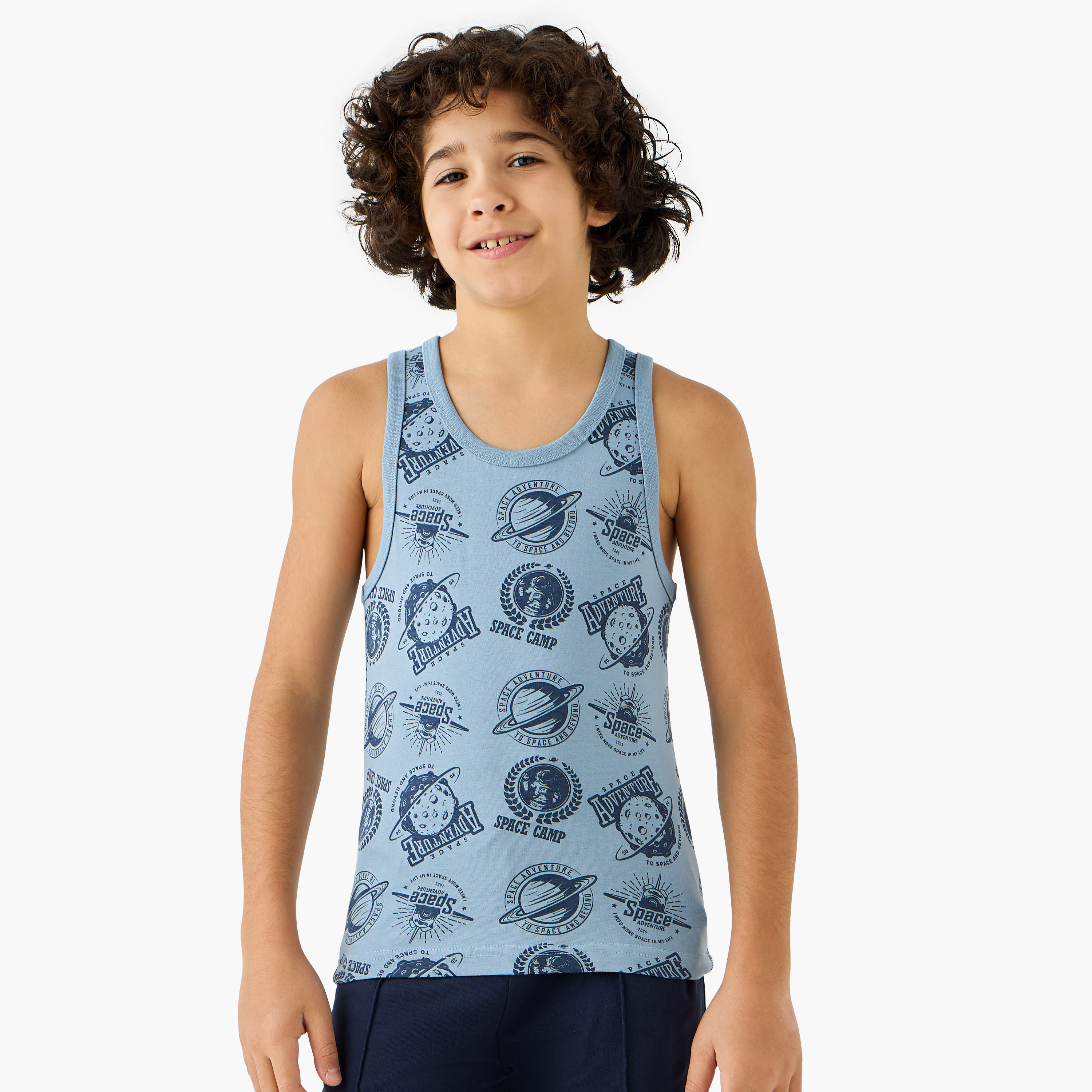 Juniors Space Print Vest - Set of 3-boys-clothing-innerwear-vests-image-2