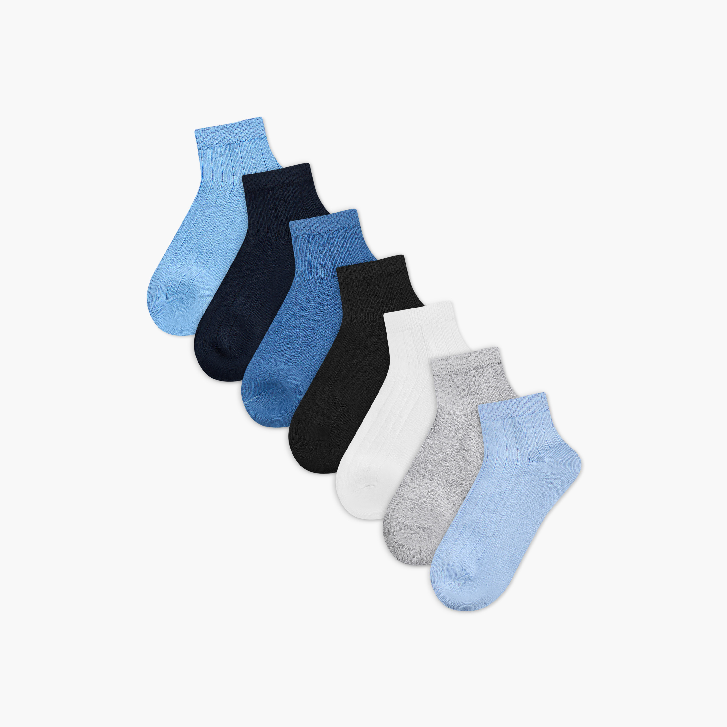 Juniors Solid Ankle Length Socks - Set of 7-boys-accessories-socks-image-1