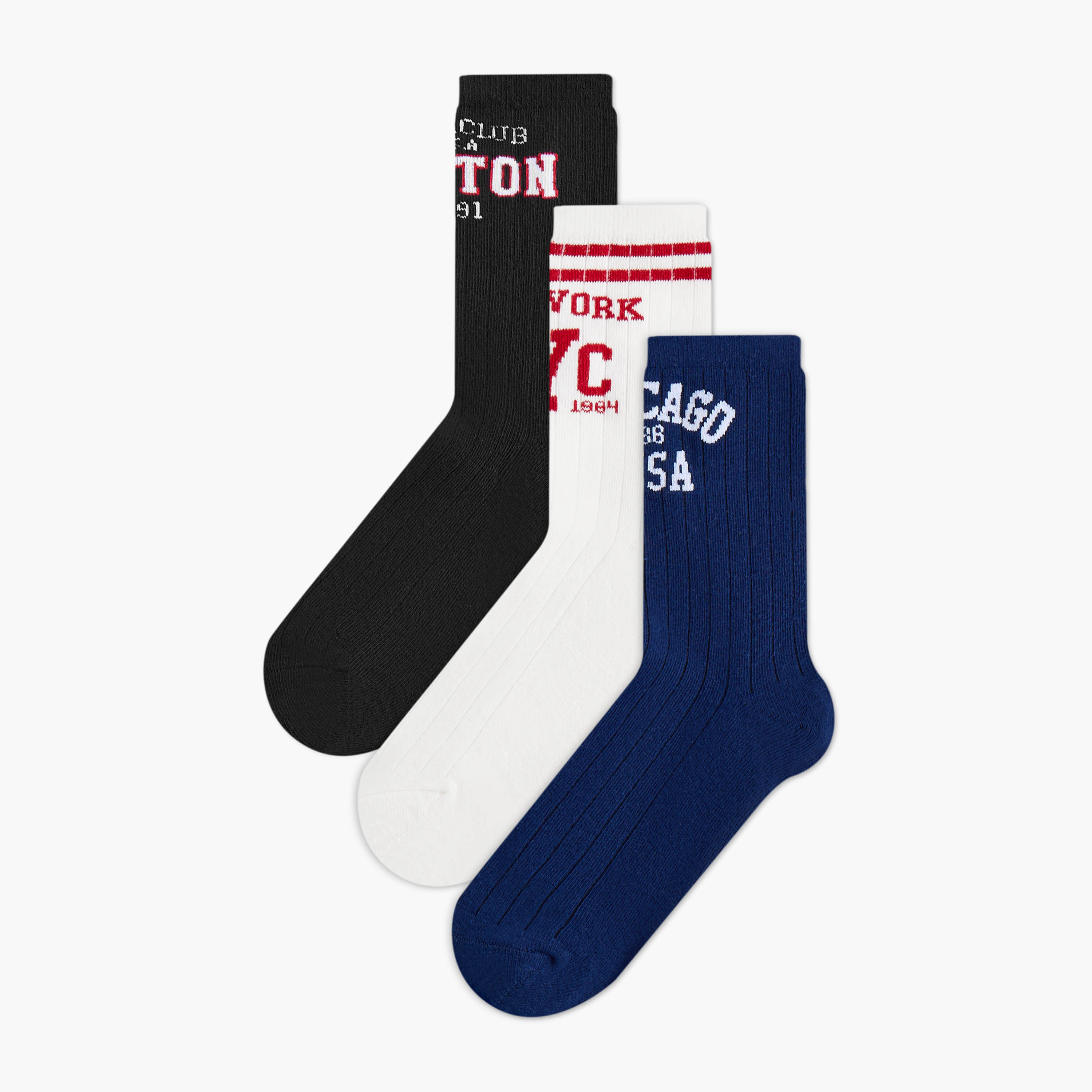 Juniors Printed Crew Length Socks - Set of 3-boys-accessories-socks-image-1