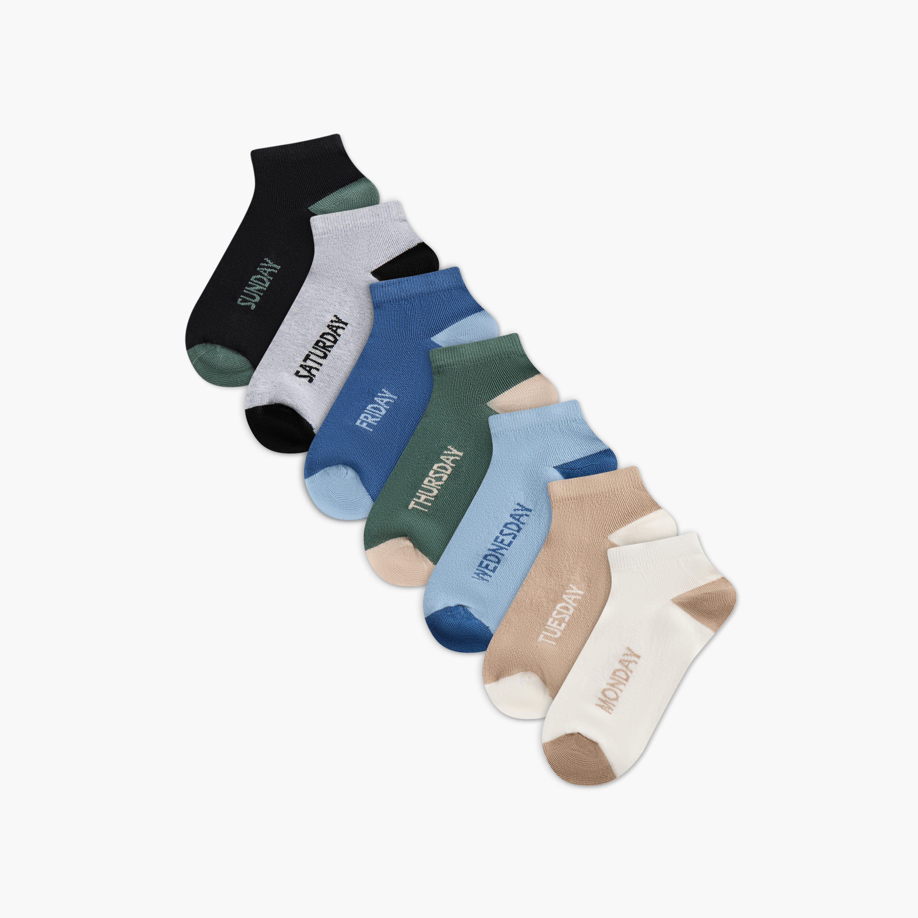 Juniors Days of The Week Print Ankle Length Socks - Set of 7-boys-accessories-socks-image-1