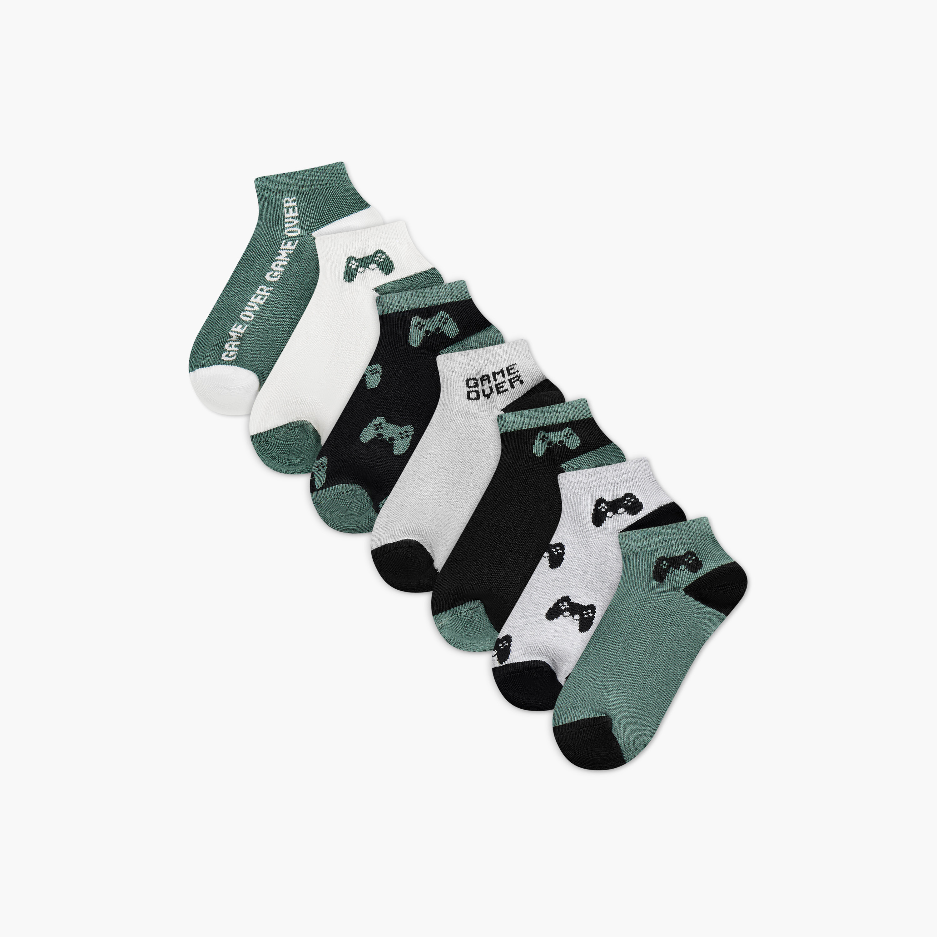 Juniors Gaming Print Ankle Length Socks - Set of 7-boys-accessories-socks-image-1