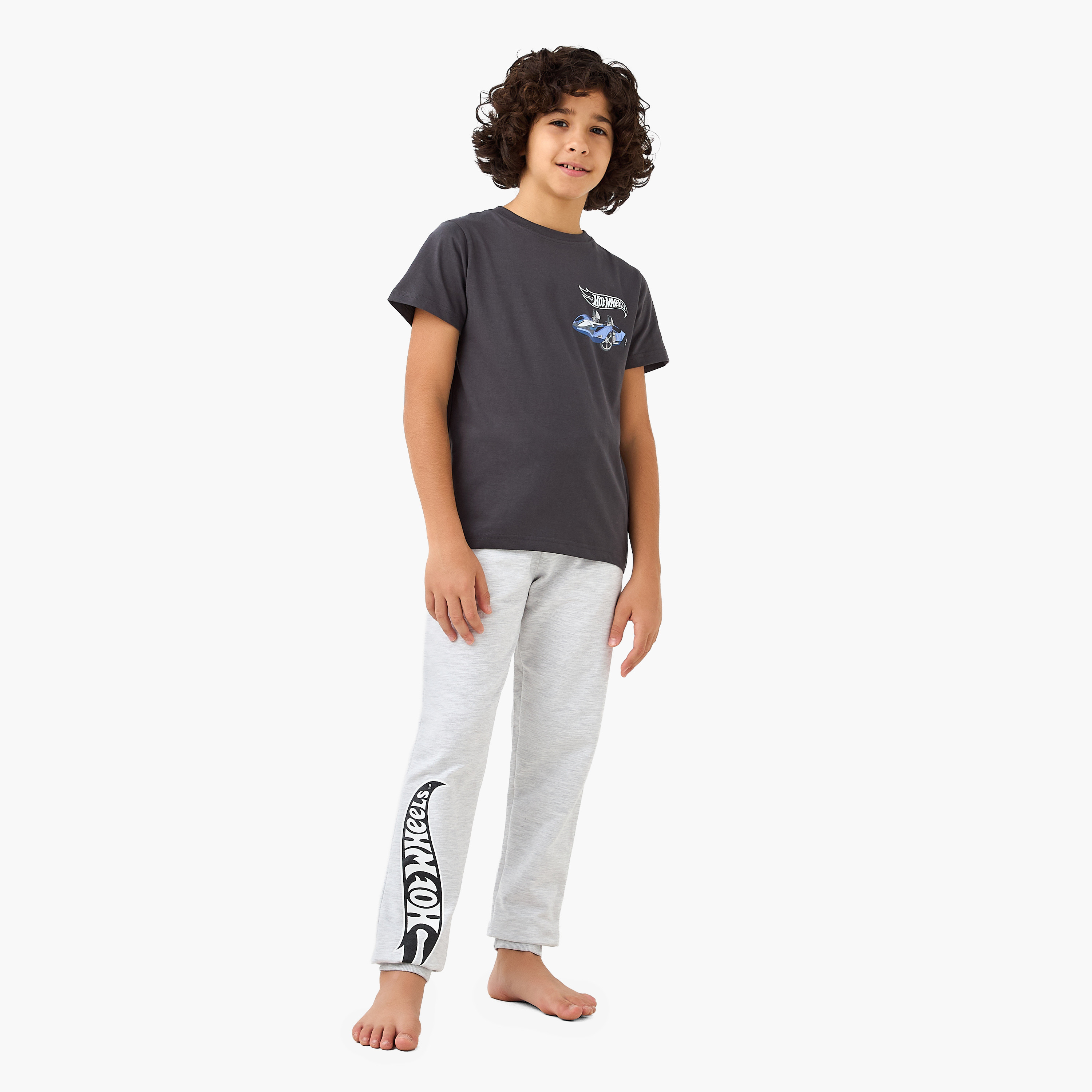 Hot Wheels Print T-shirt and Pyjama Set-boys-clothing-nightwear-image-1