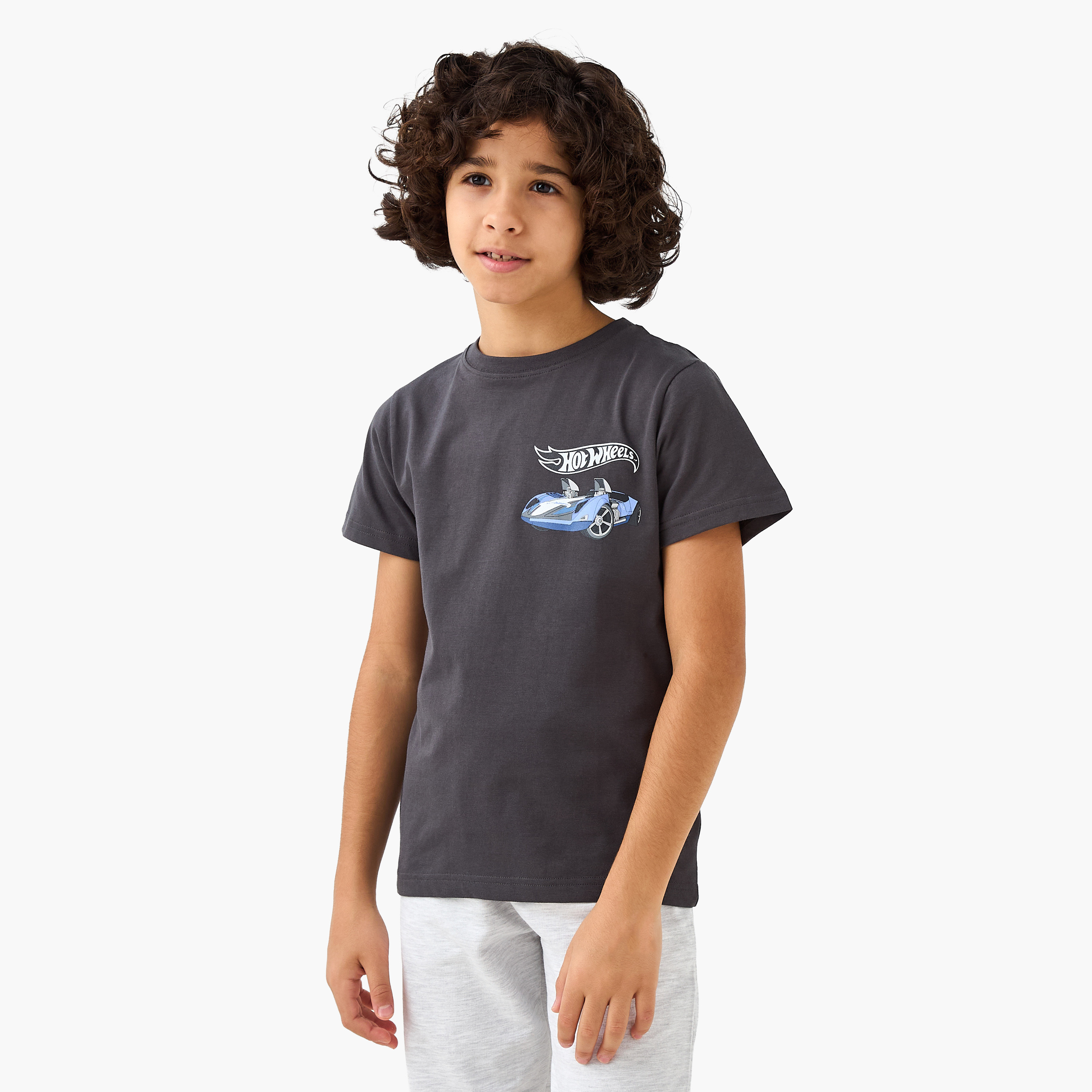 Hot Wheels Print T-shirt and Pyjama Set-boys-clothing-nightwear-image-2