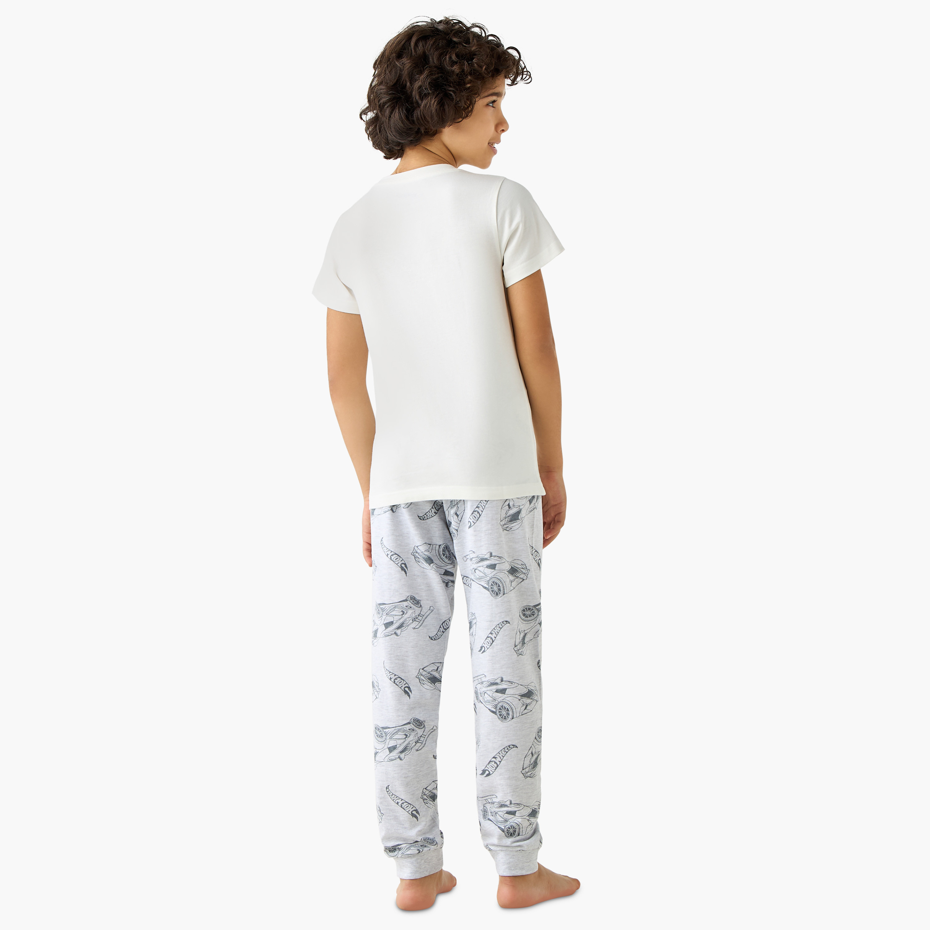 Hot Wheels Print T-shirt and Pyjamas - Set of 2-boys-clothing-nightwear-image-5