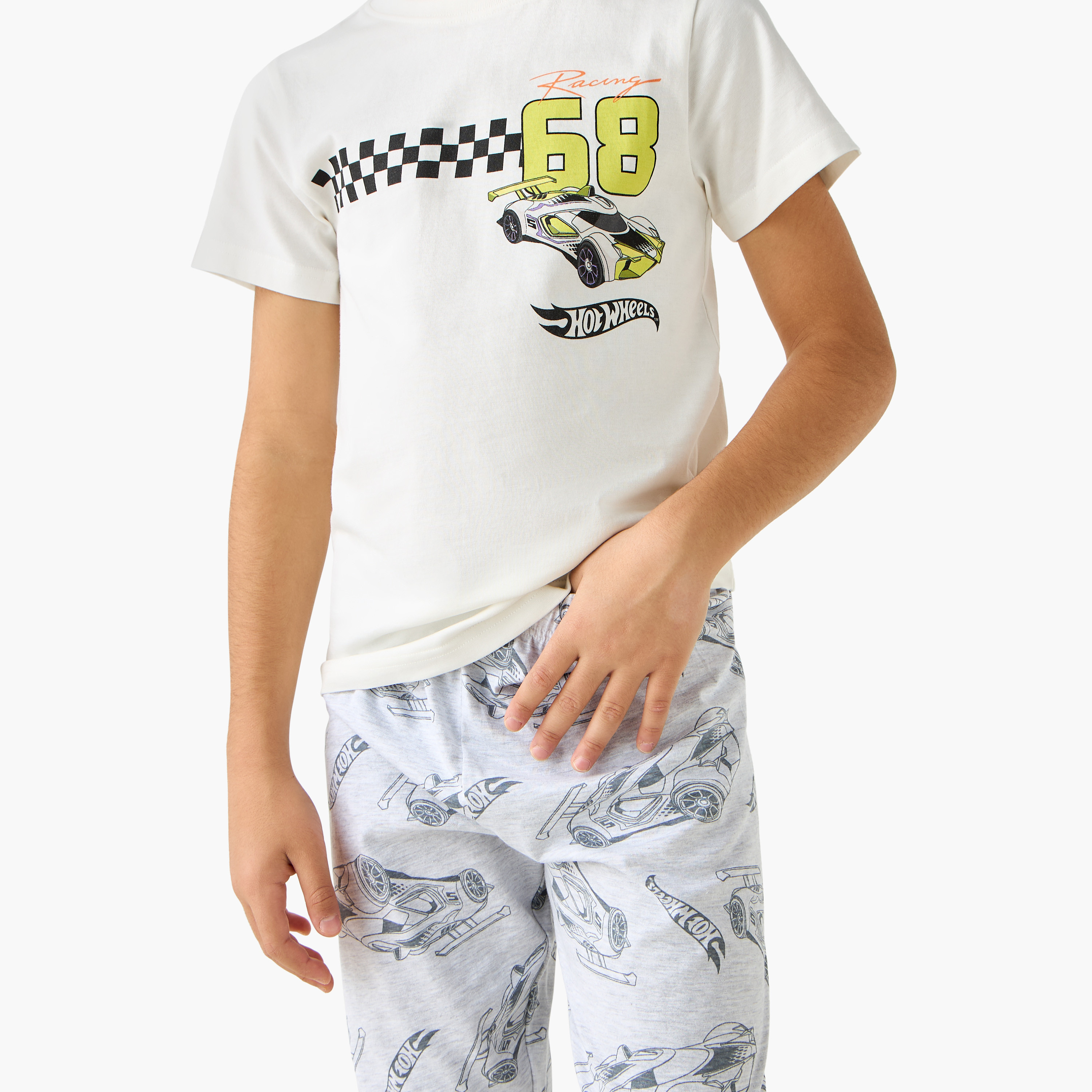 Hot Wheels Print T-shirt and Pyjamas - Set of 2-boys-clothing-nightwear-image-6