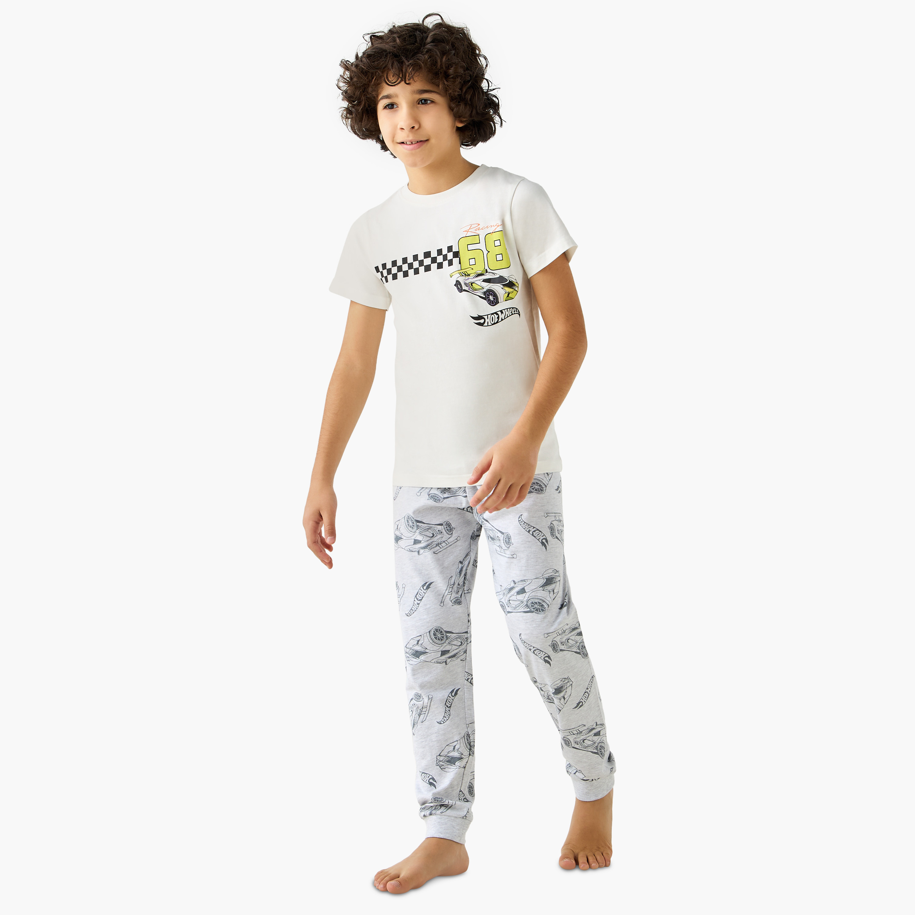 Hot Wheels Print T-shirt and Pyjamas - Set of 2-boys-clothing-nightwear-image-9