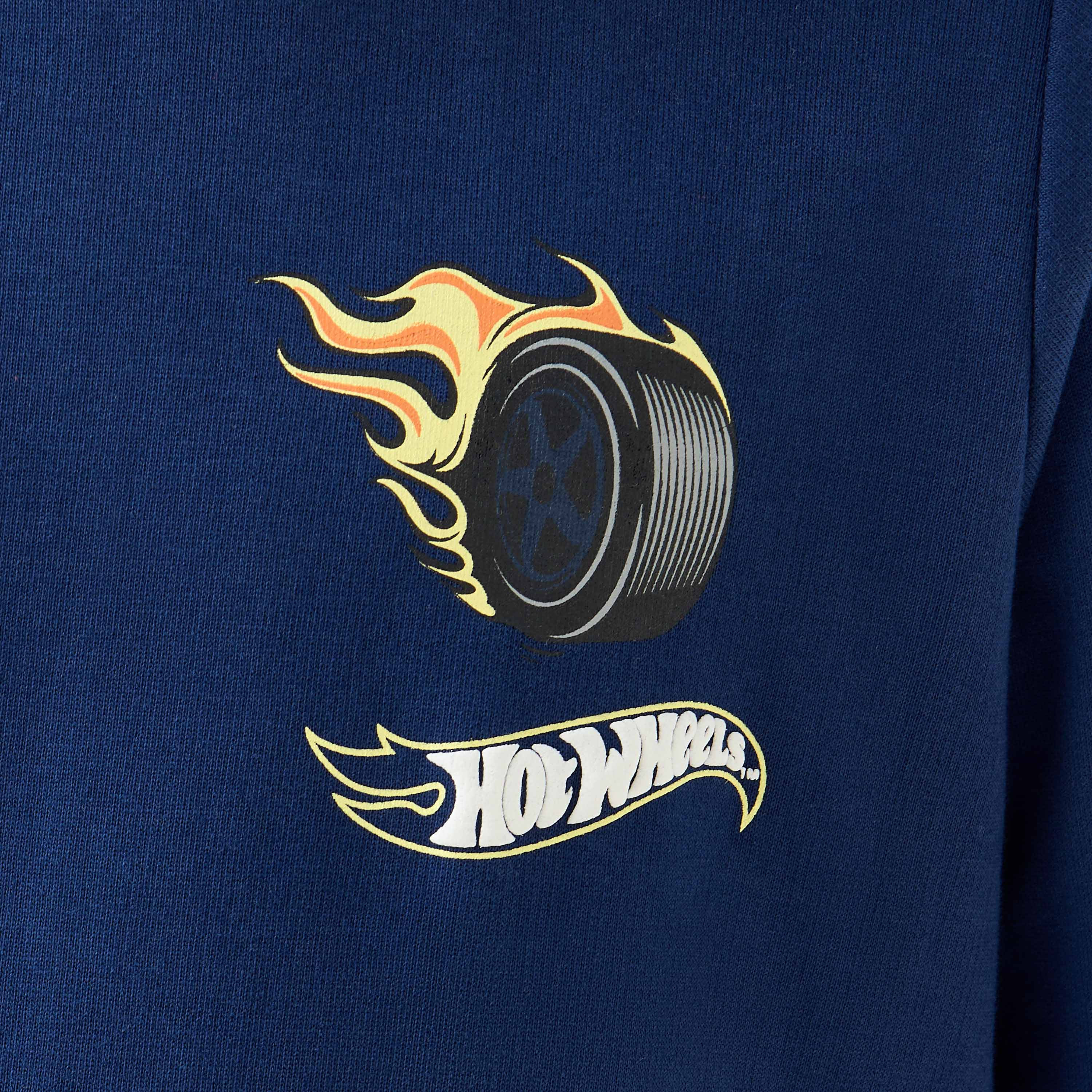 Cotton Crew Neck Long Sleeves Pyjama Set with Hot Wheels Print-boys-clothing-nightwear-image-6