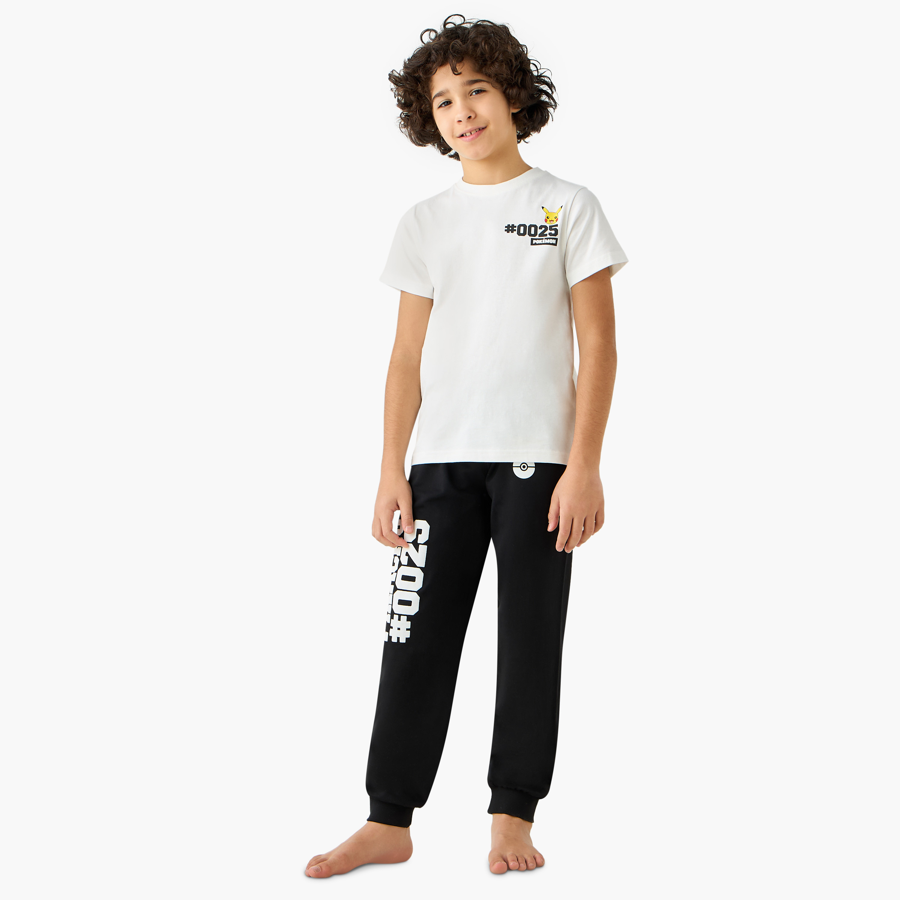 Pokemon Pikachu Print T-shirt and Pyjama Set-boys-clothing-nightwear-image-1