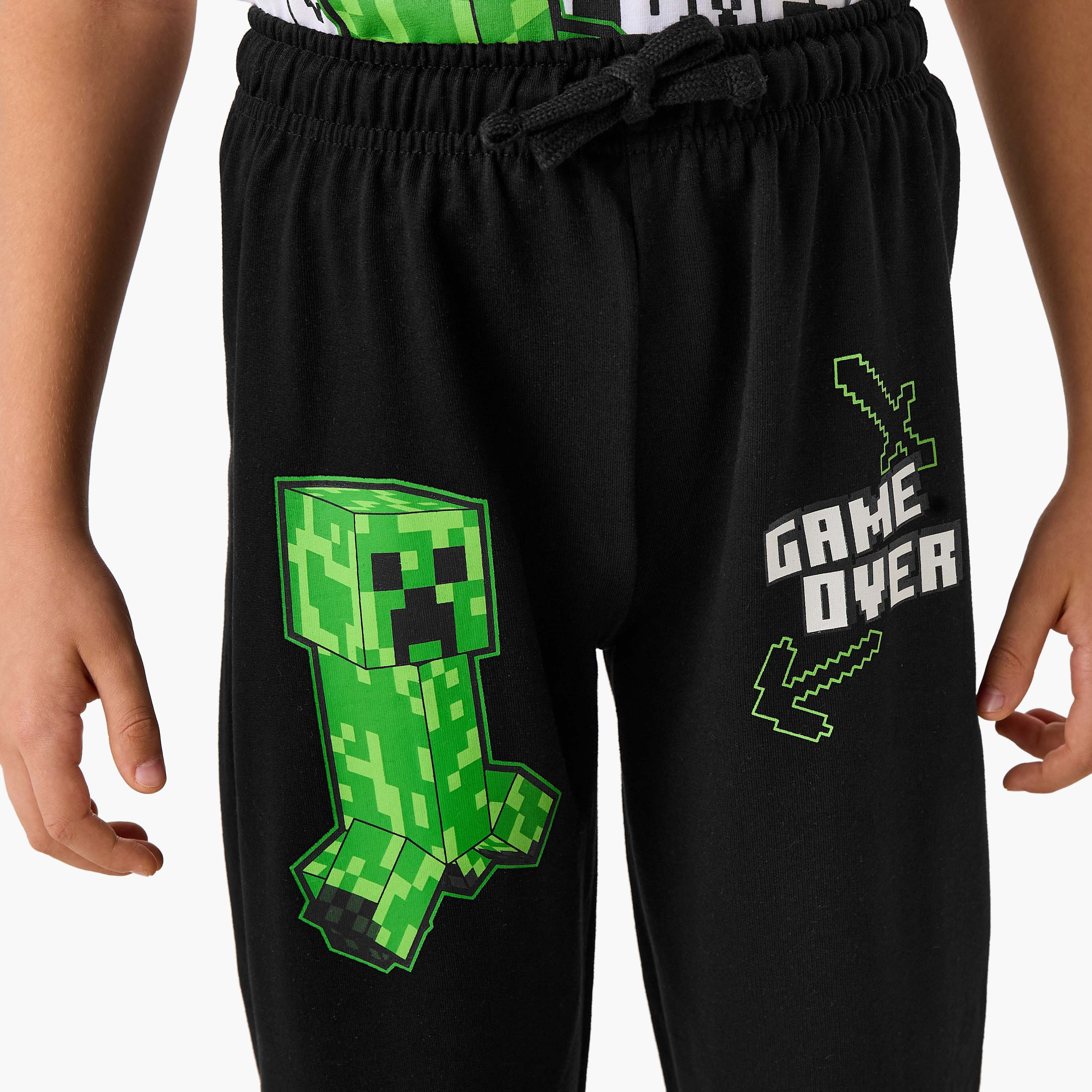 Minecraft Printed T-shirt and Pyjama Set-boys-clothing-nightwear-image-6