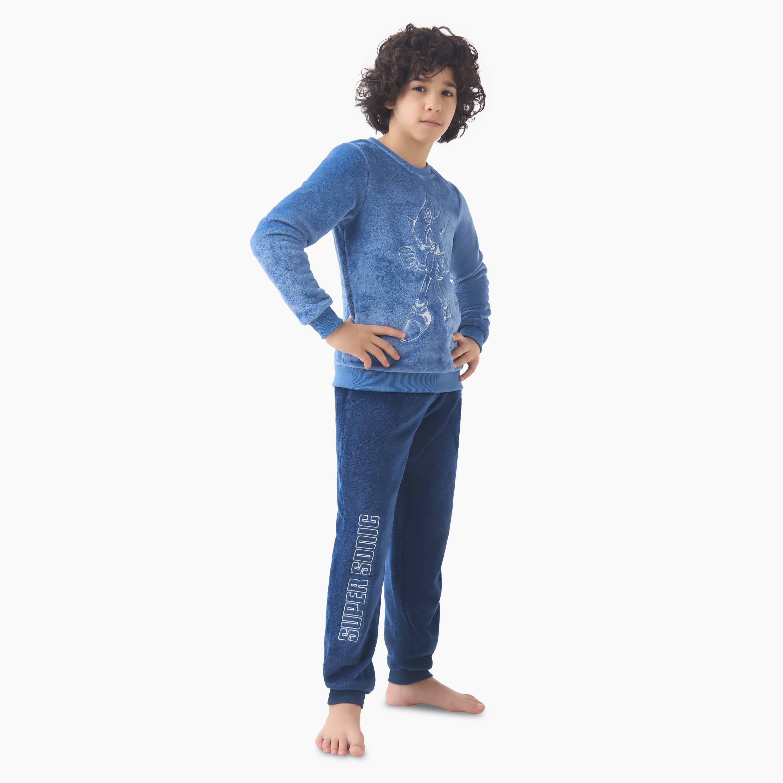 Boys Pyjama Set with Sonic the Hedgehog Print - Polyester - Long Sleeves - Crew Neck-boys-clothing-nightwear-image-1