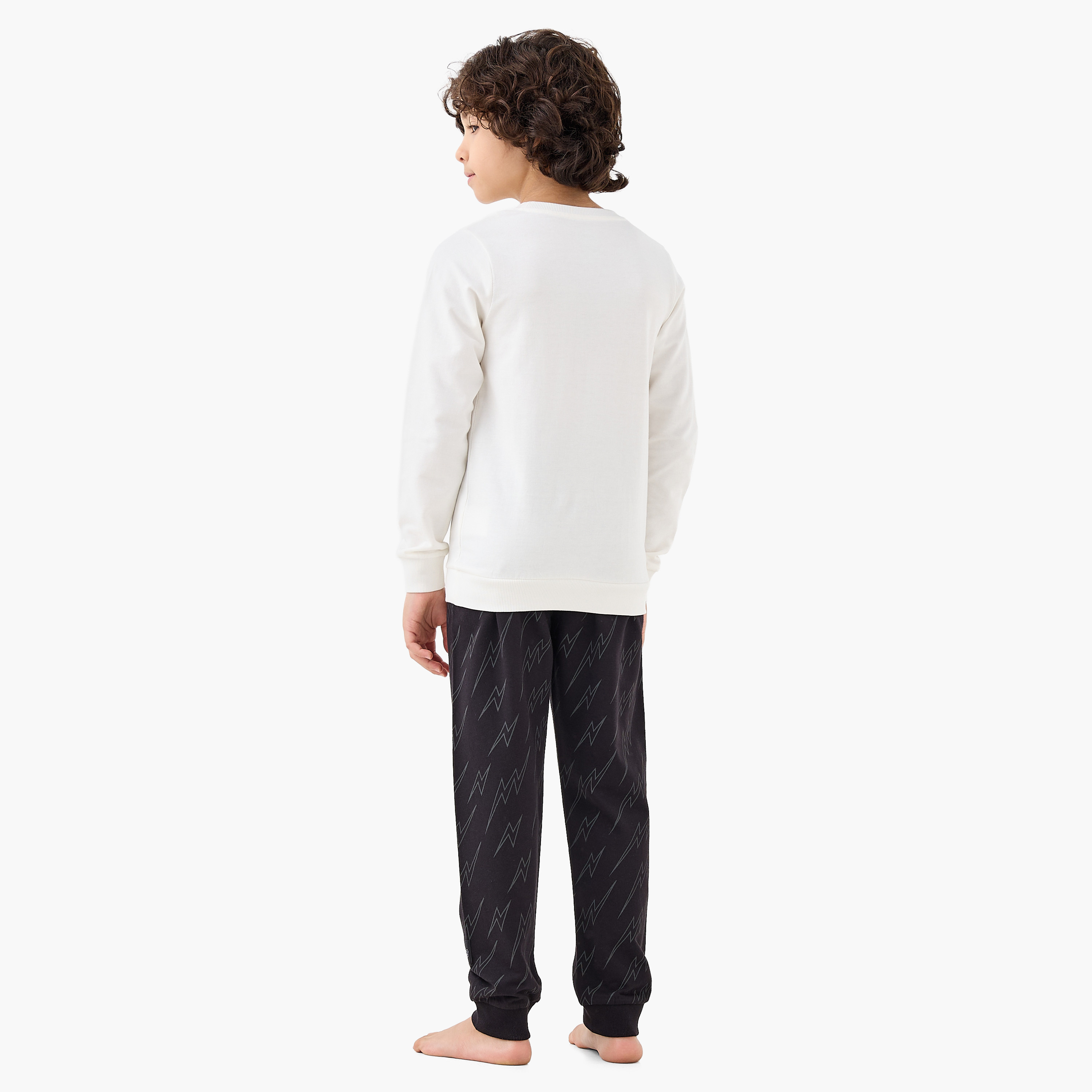 Cotton Crew Neck Long Sleeve Pyjama Set with Sonic the Hedgehog Print-boys-clothing-nightwear-image-4