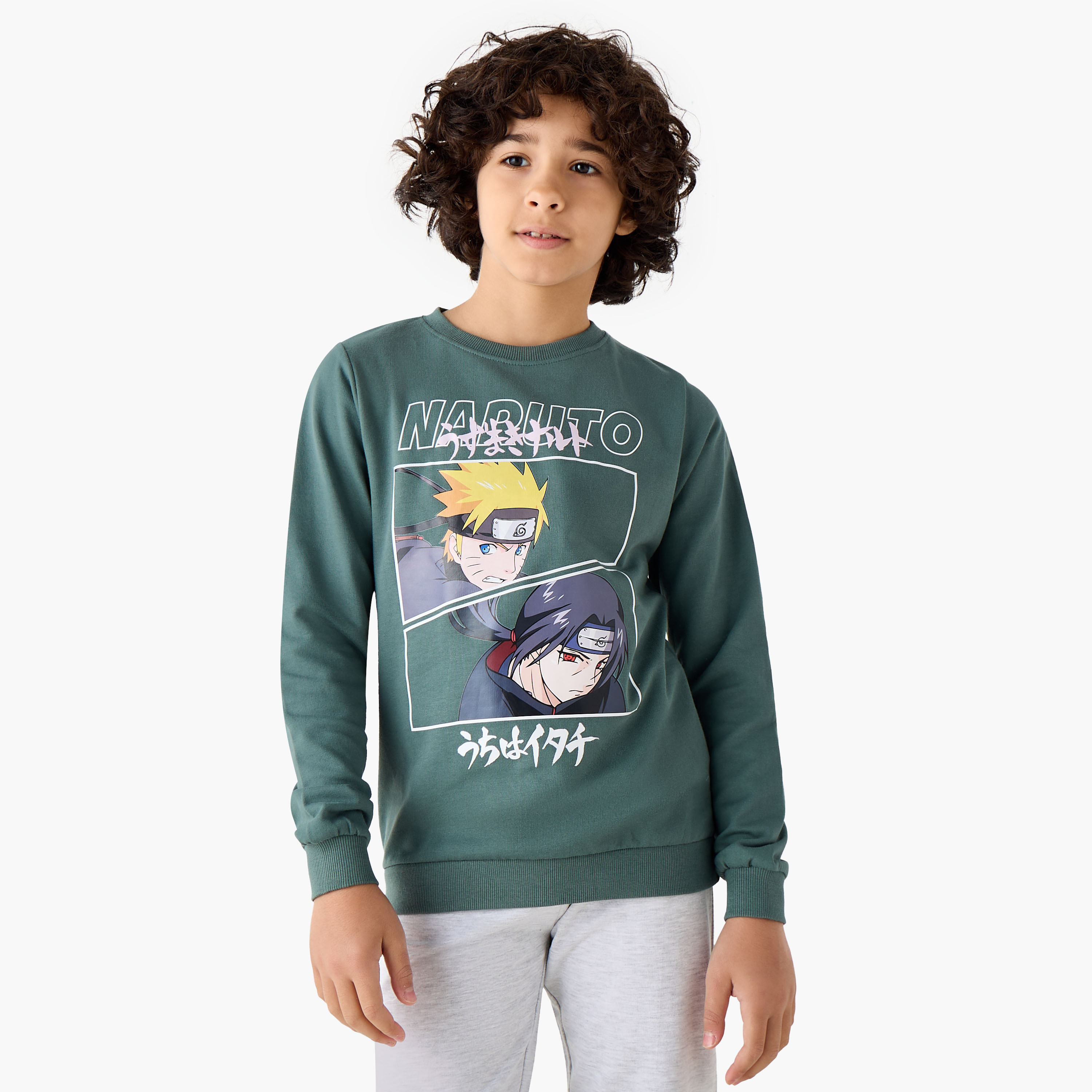 TV Tokyo Cotton Crew Neck Long Sleeve Pyjama Set with Naruto Print-boys-clothing-nightwear-image-2
