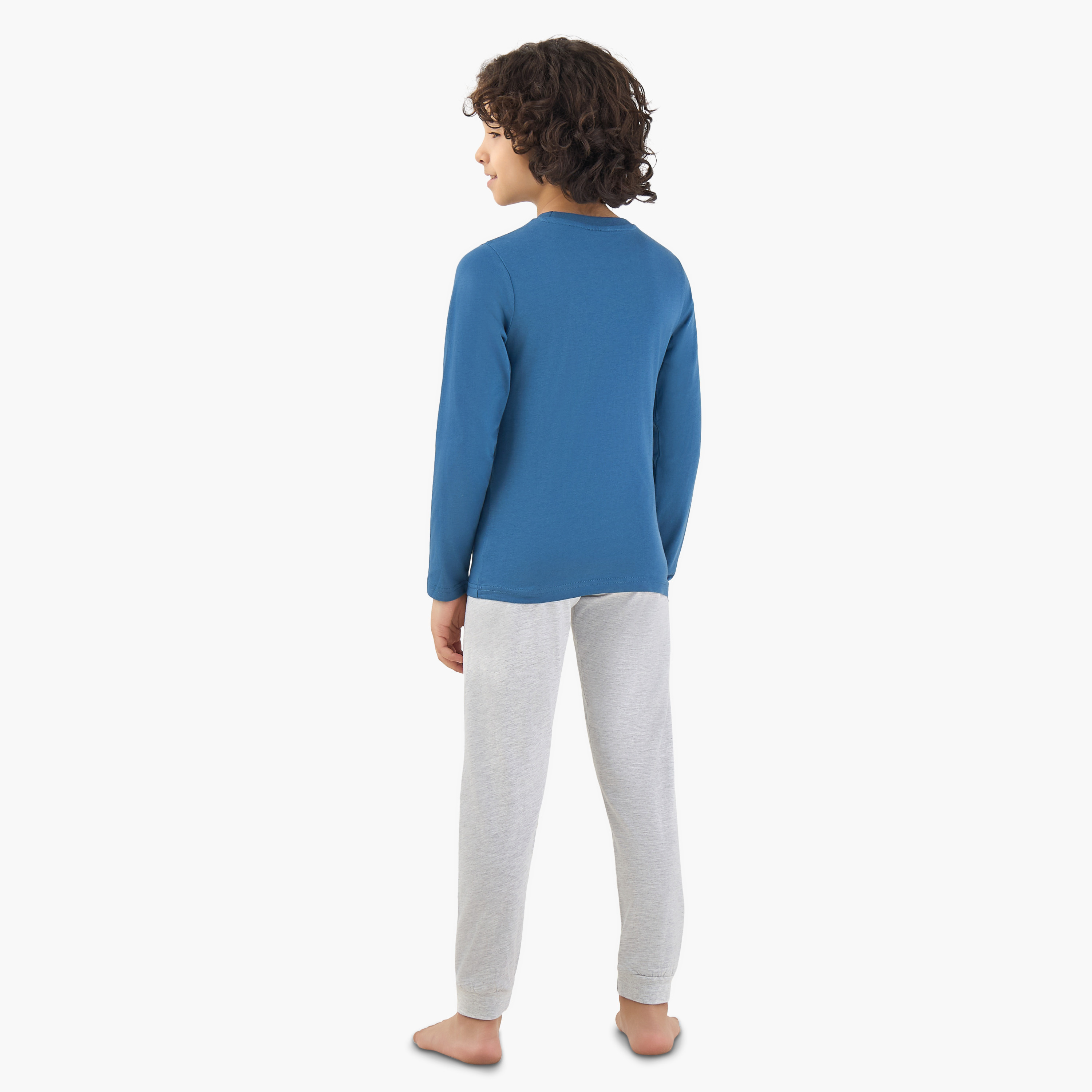 Pack of 2 Cotton Round Neck Long Sleeve Pyjama Set with Sonic Print-boys-clothing-nightwear-image-4