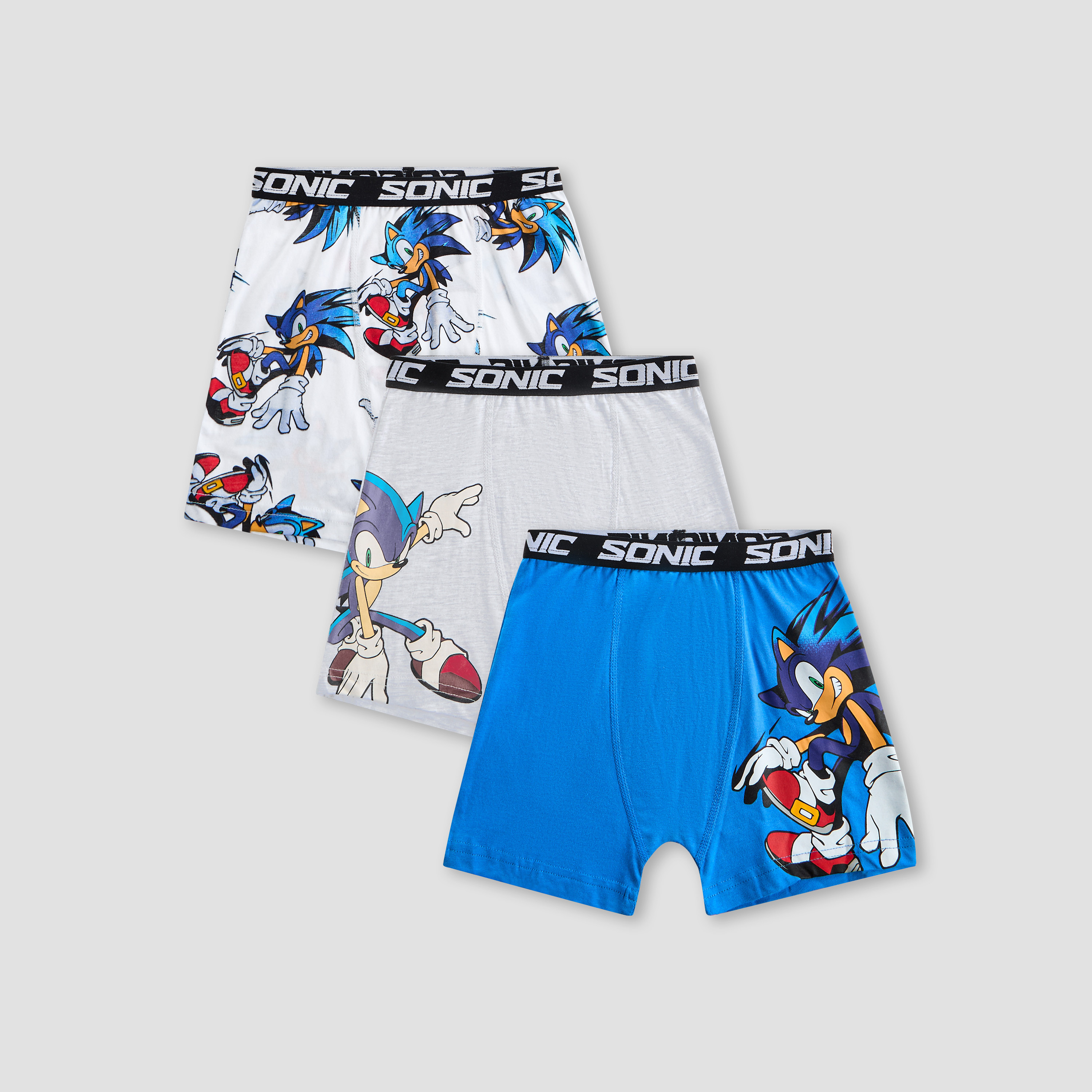 Pack of 3 Cotton Boxers with Sonic the Hedgehog Print-boys-clothing-innerwear-boxersandbriefs-image-1