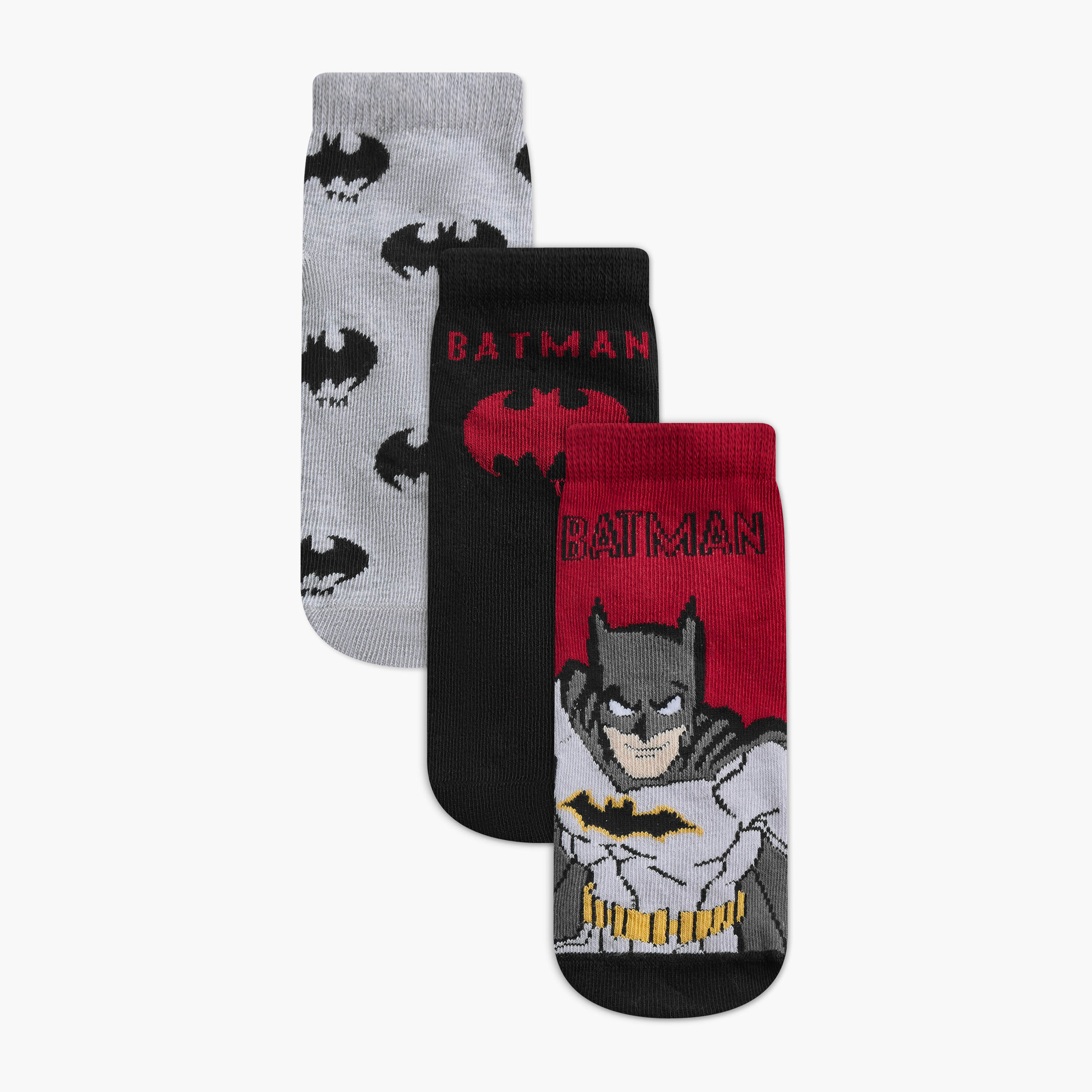 Pack of 3 Boys Socks Ankle Length Batman Print-boys-accessories-socks-image-1