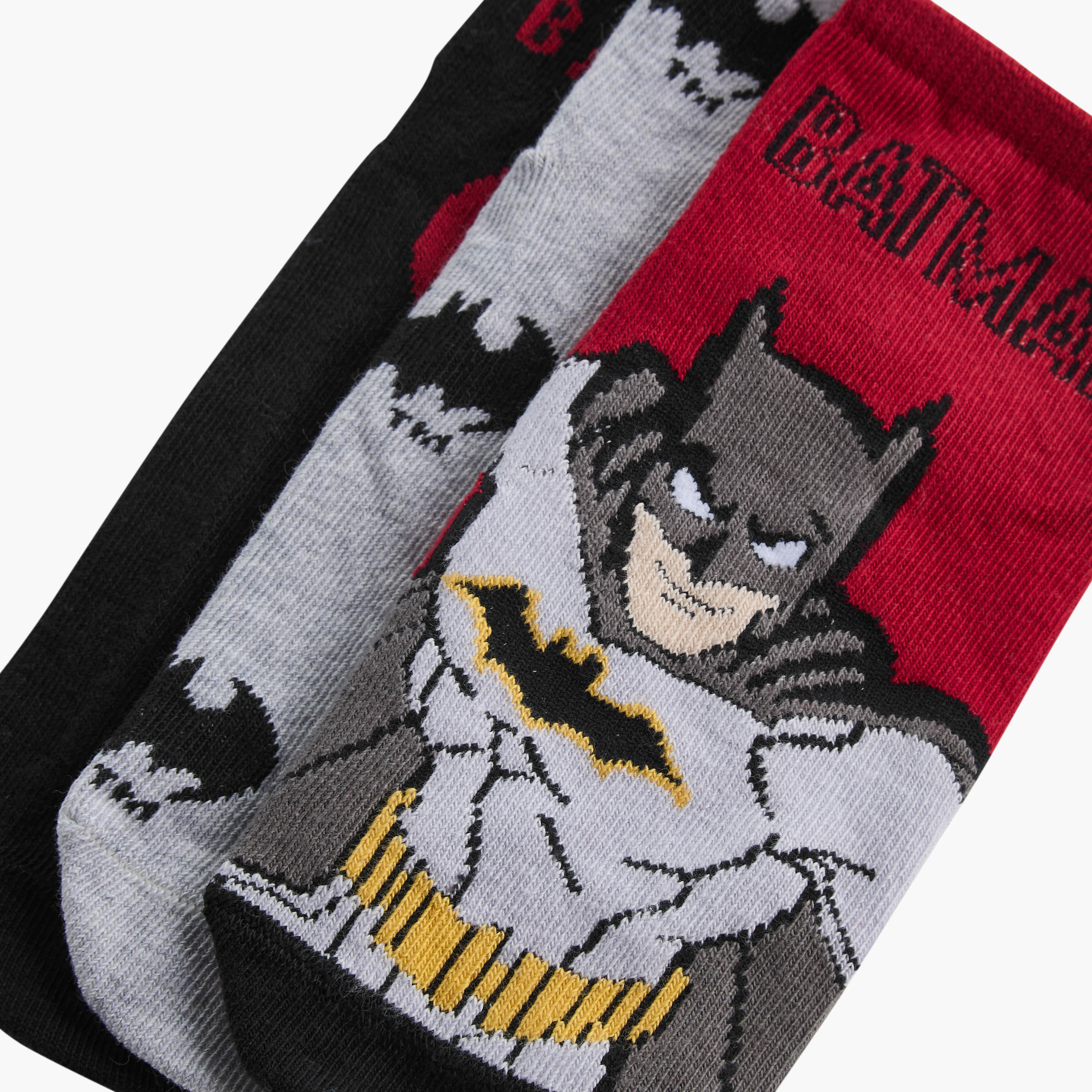 Pack of 3 Boys Socks Ankle Length Batman Print-boys-accessories-socks-image-4