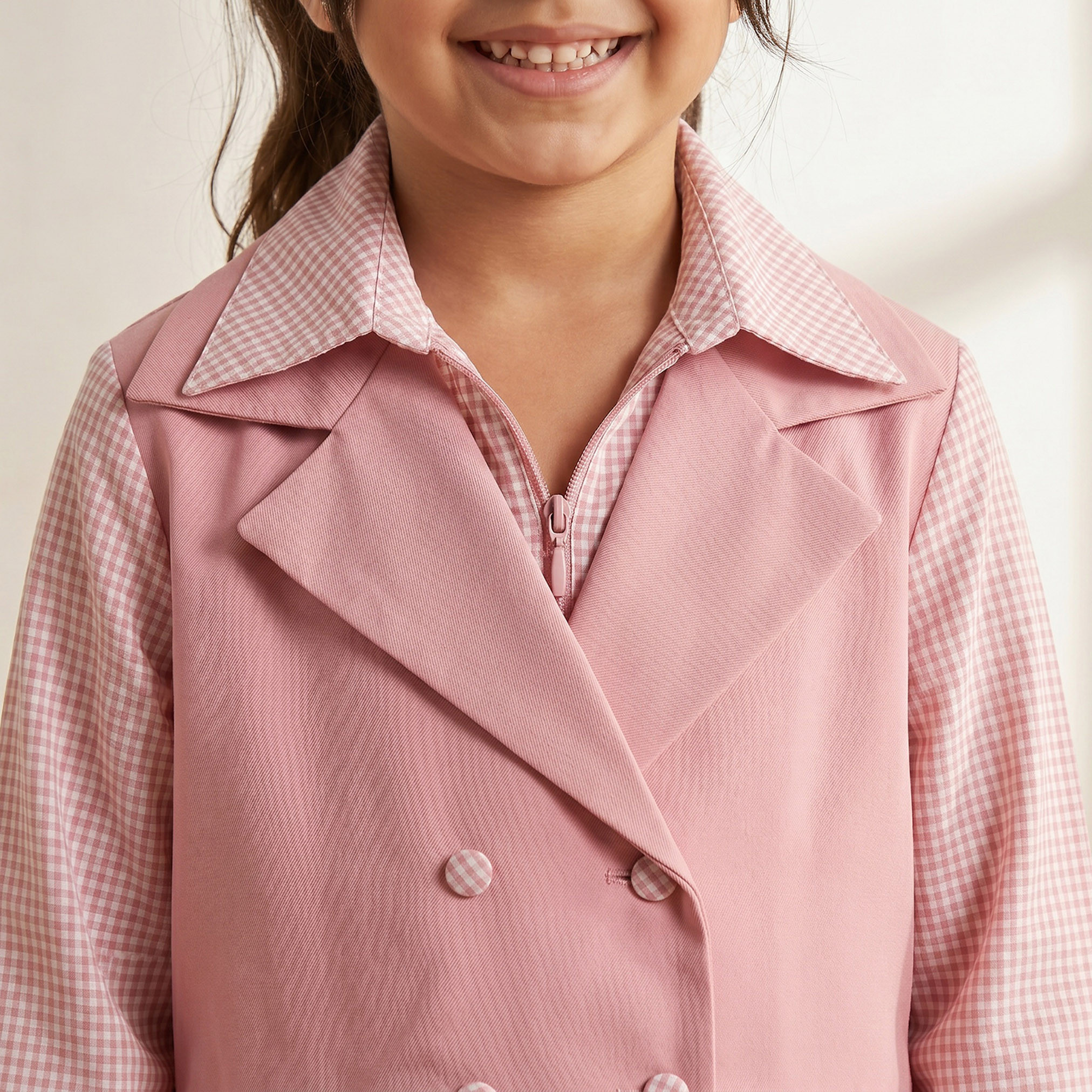 Juniors Pink School Dress with Long Sleeves - Girls-girls-clothing-schoolwear-dresses-image-5