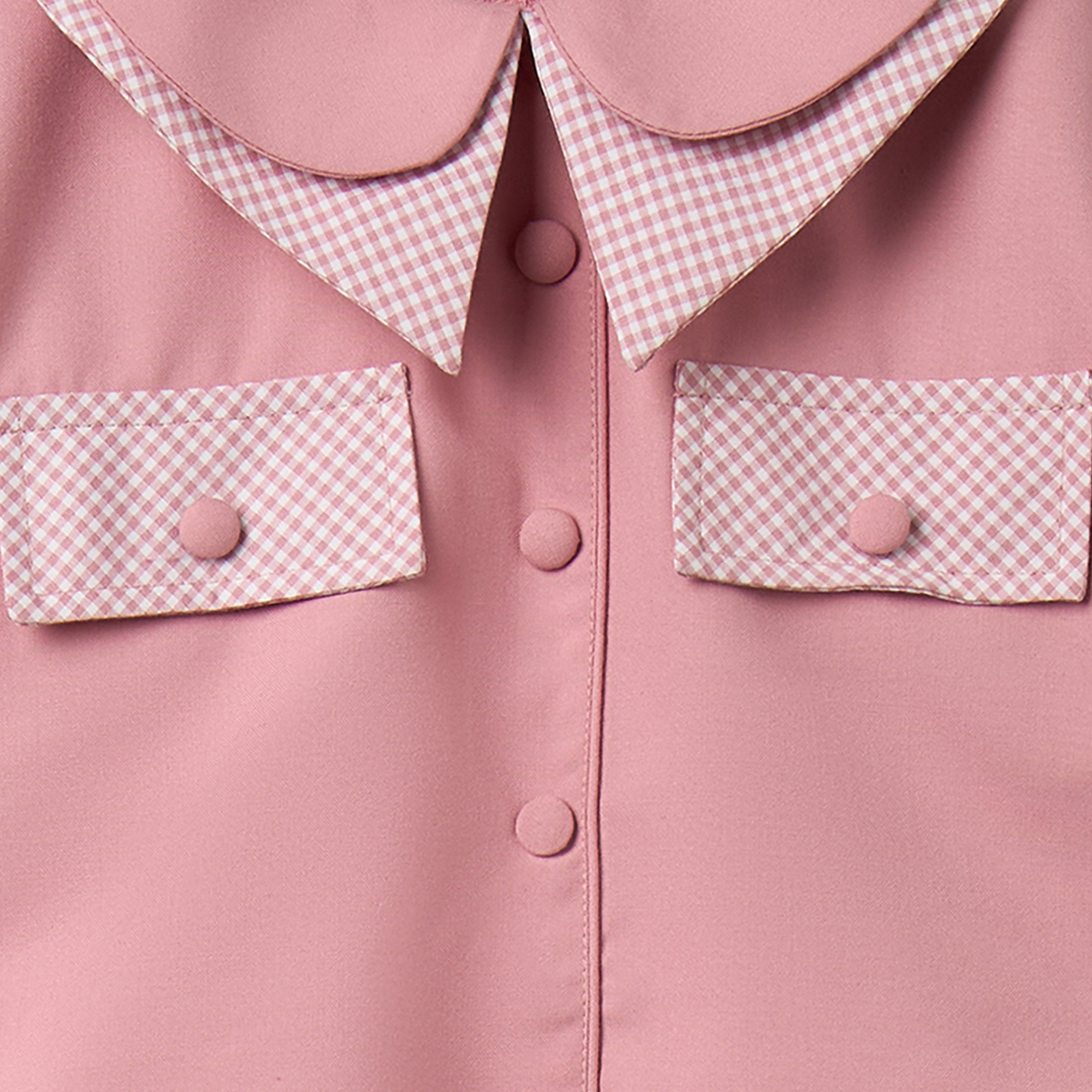 Juniors Pink School Dress with Peter Pan Collar - Girls-girls-clothing-schoolwear-dresses-image-3