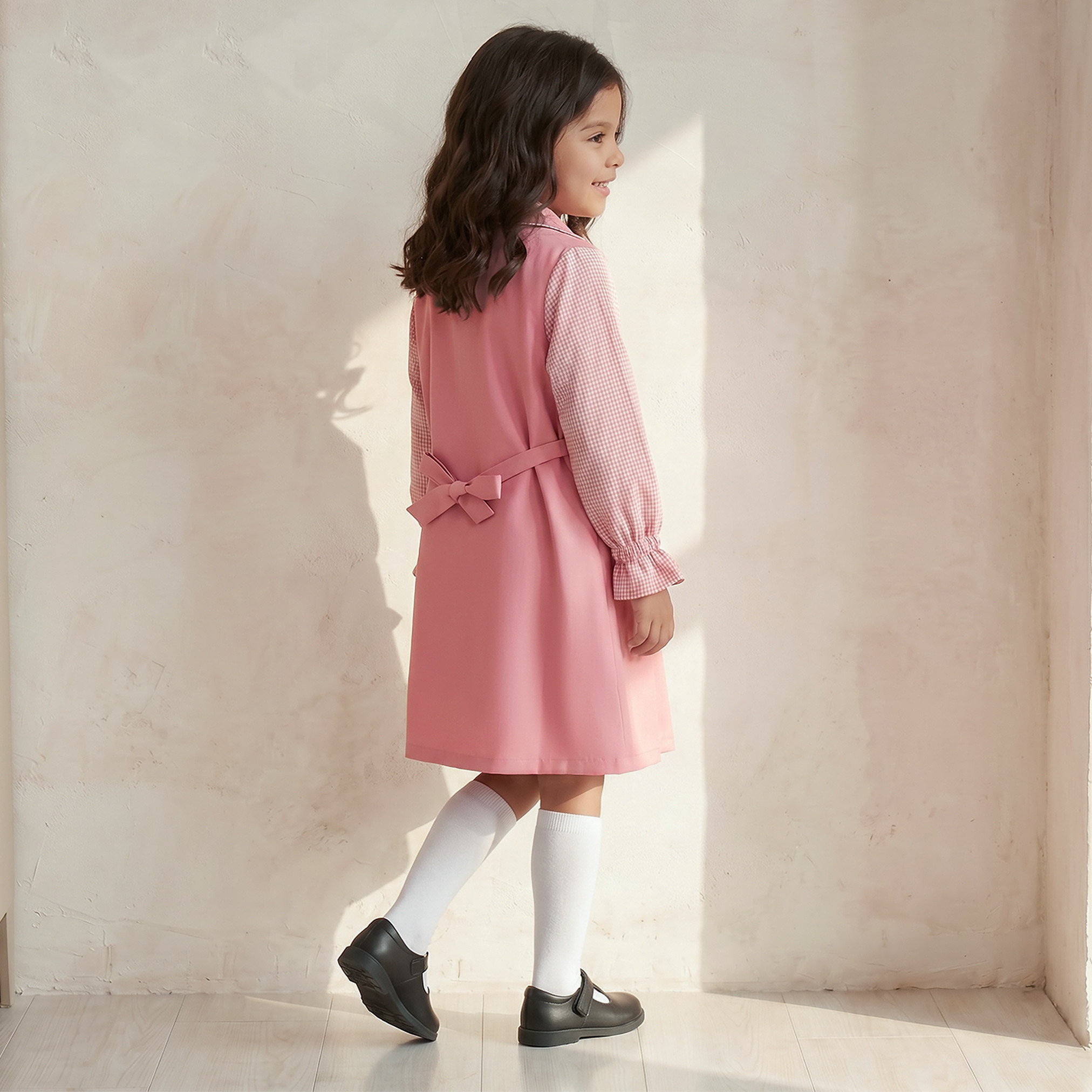 فستان مدرسي كاروهات إيه لاين بياقة عادية للبنات من جونيورز-girls-clothing-schoolwear-dresses-image-2