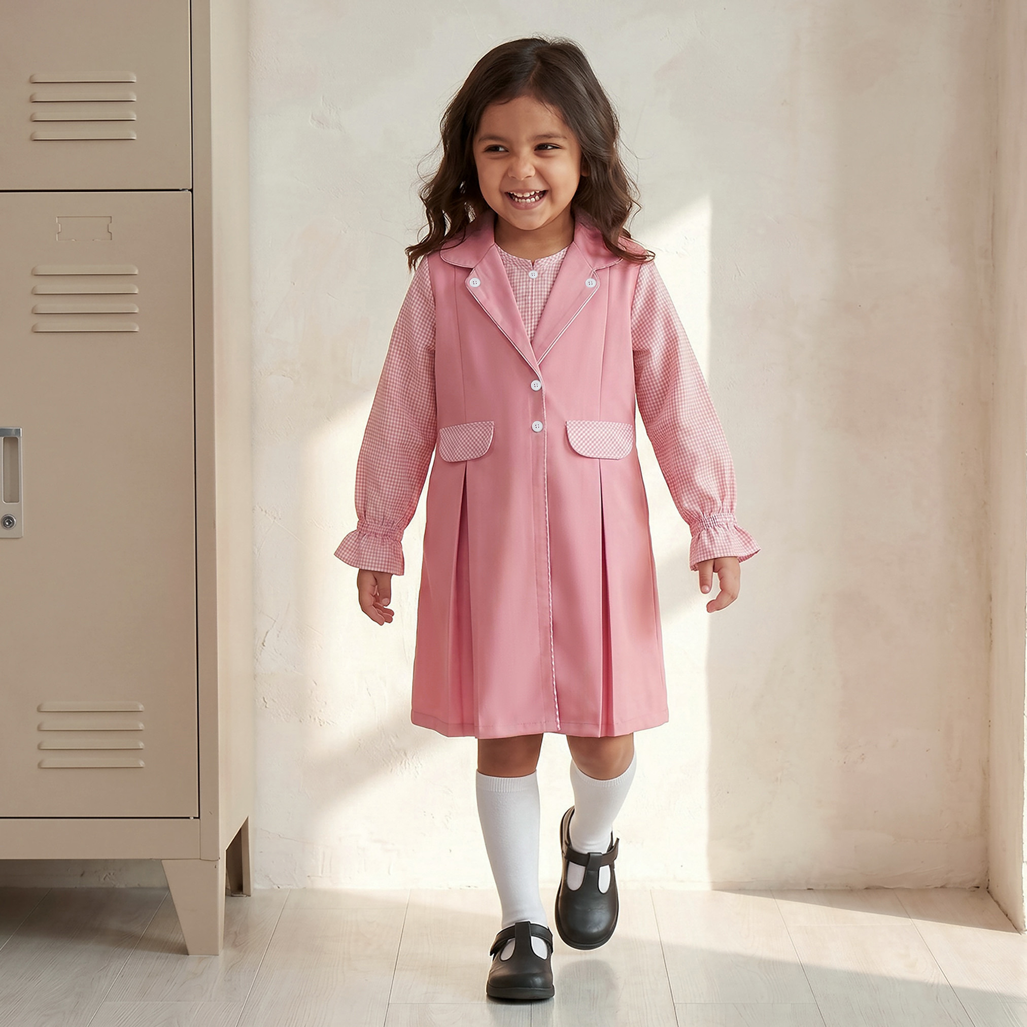 فستان مدرسي كاروهات إيه لاين بياقة عادية للبنات من جونيورز-girls-clothing-schoolwear-dresses-image-5