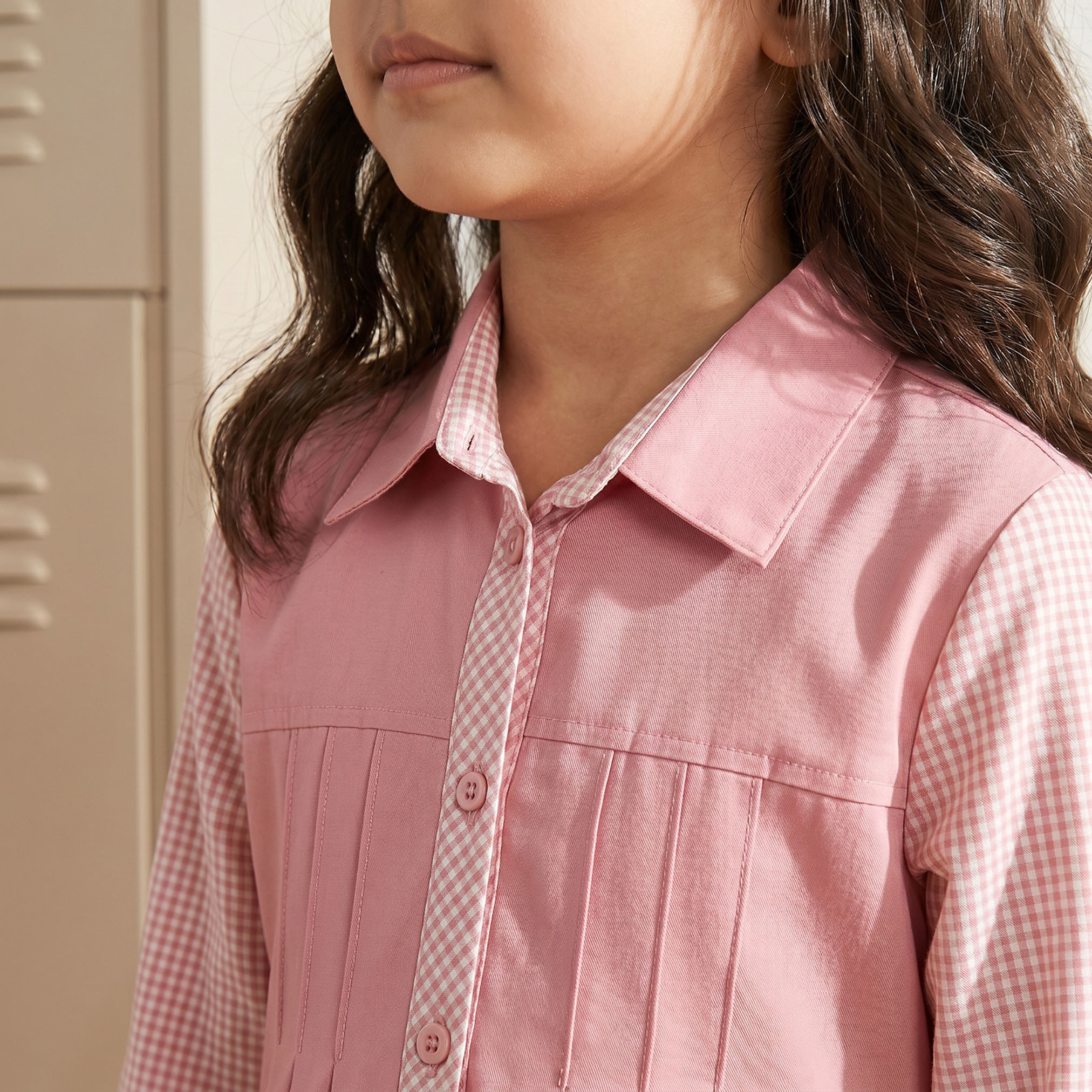 فستان مدرسي وردي بأكمام طويلة للبنات من جونيورز-girls-clothing-schoolwear-dresses-image-5