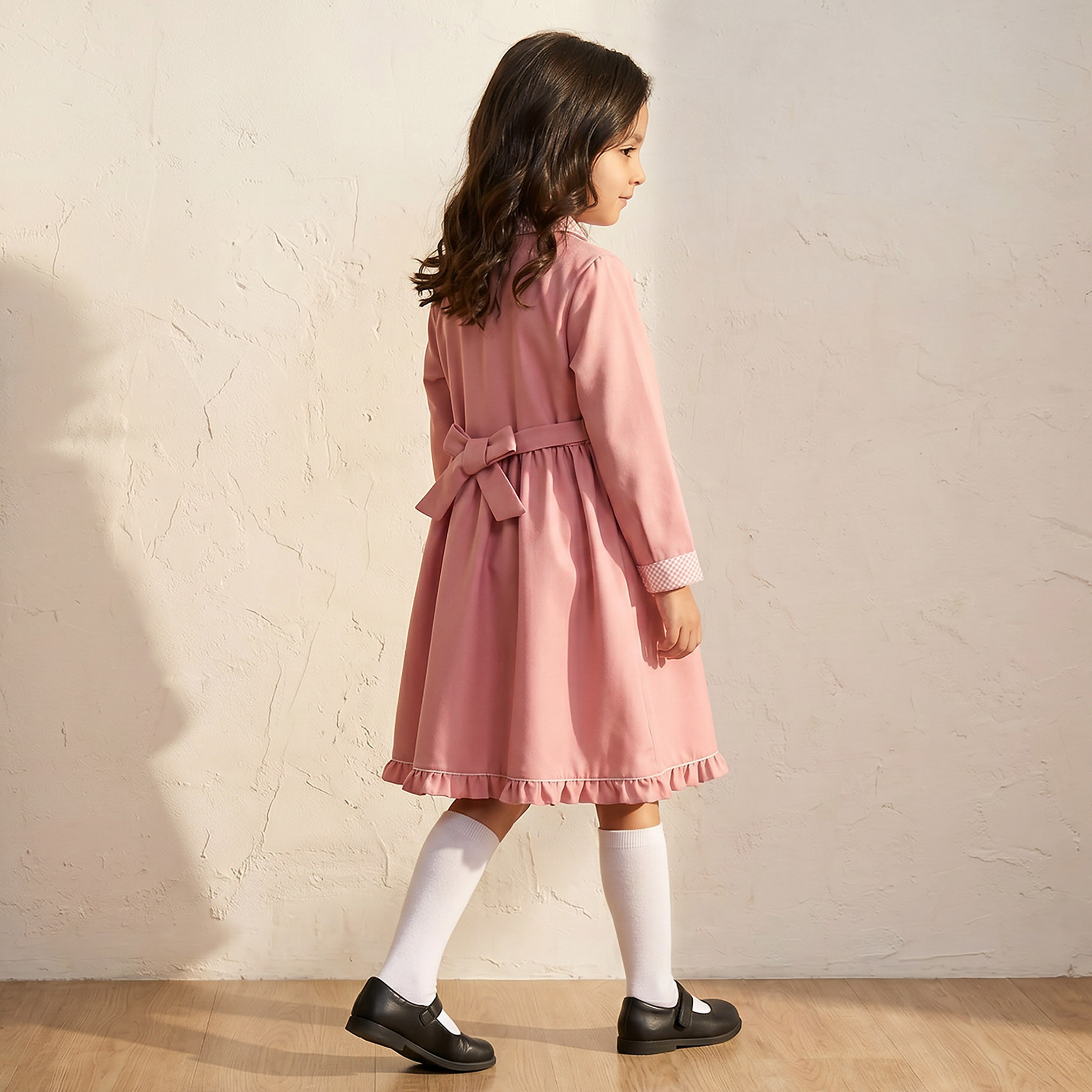 فستان مدرسي وردي بأكمام طويلة للبنات من جونيورز-girls-clothing-schoolwear-dresses-image-2