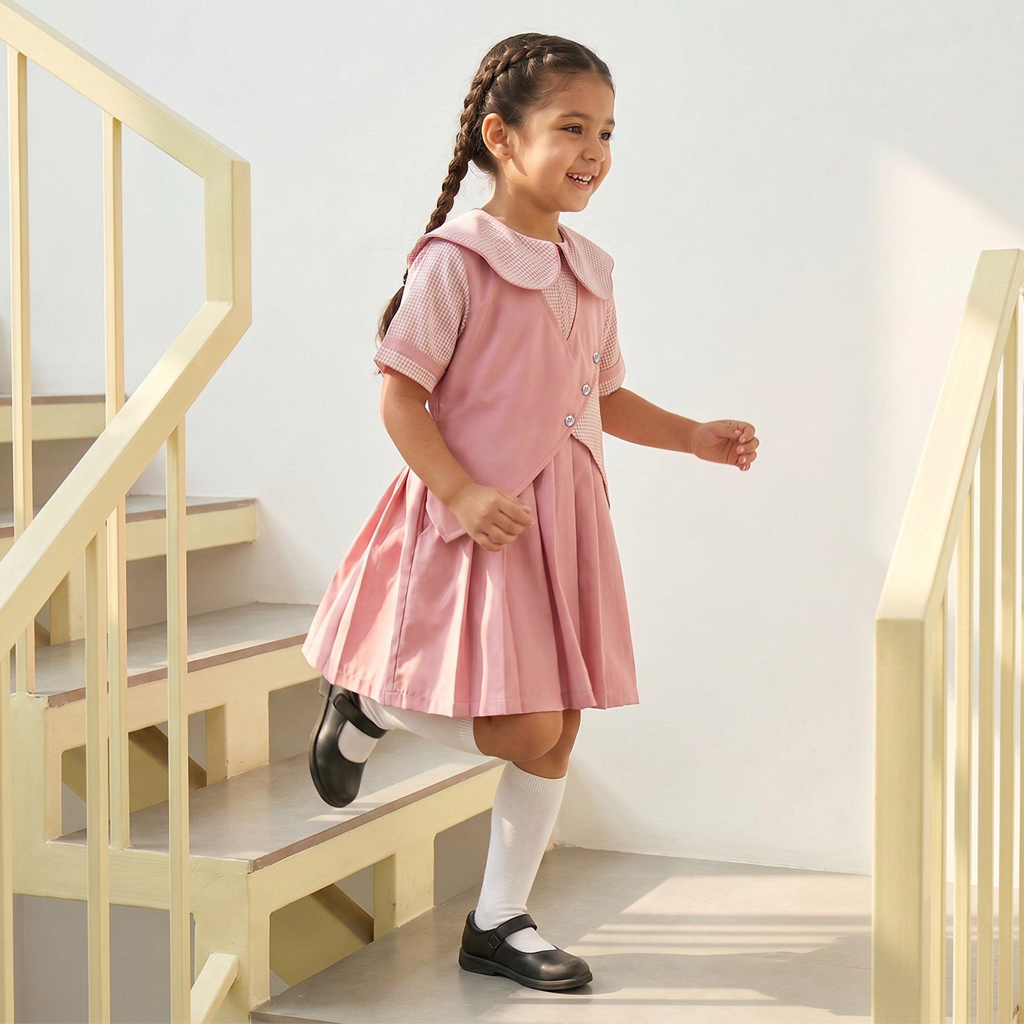 فستان مدرسي وردي بياقة بحار من جونيورز - بنات-girls-clothing-schoolwear-dresses-image-4