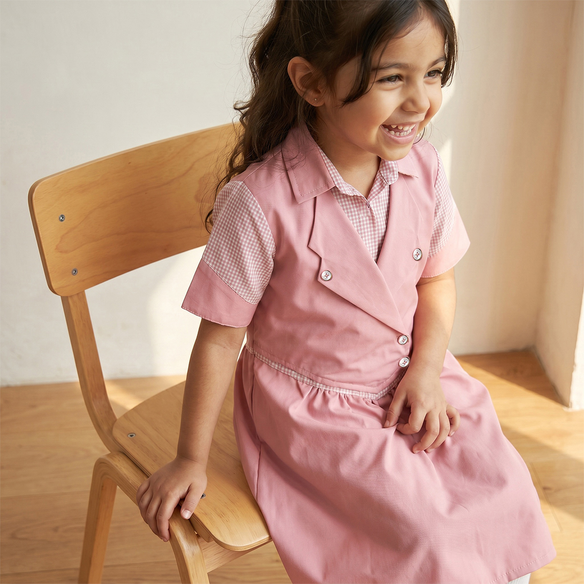 فستان مدرسي وردي بأكمام قصيرة من جونيورز - للبنات-girls-clothing-schoolwear-dresses-image-5