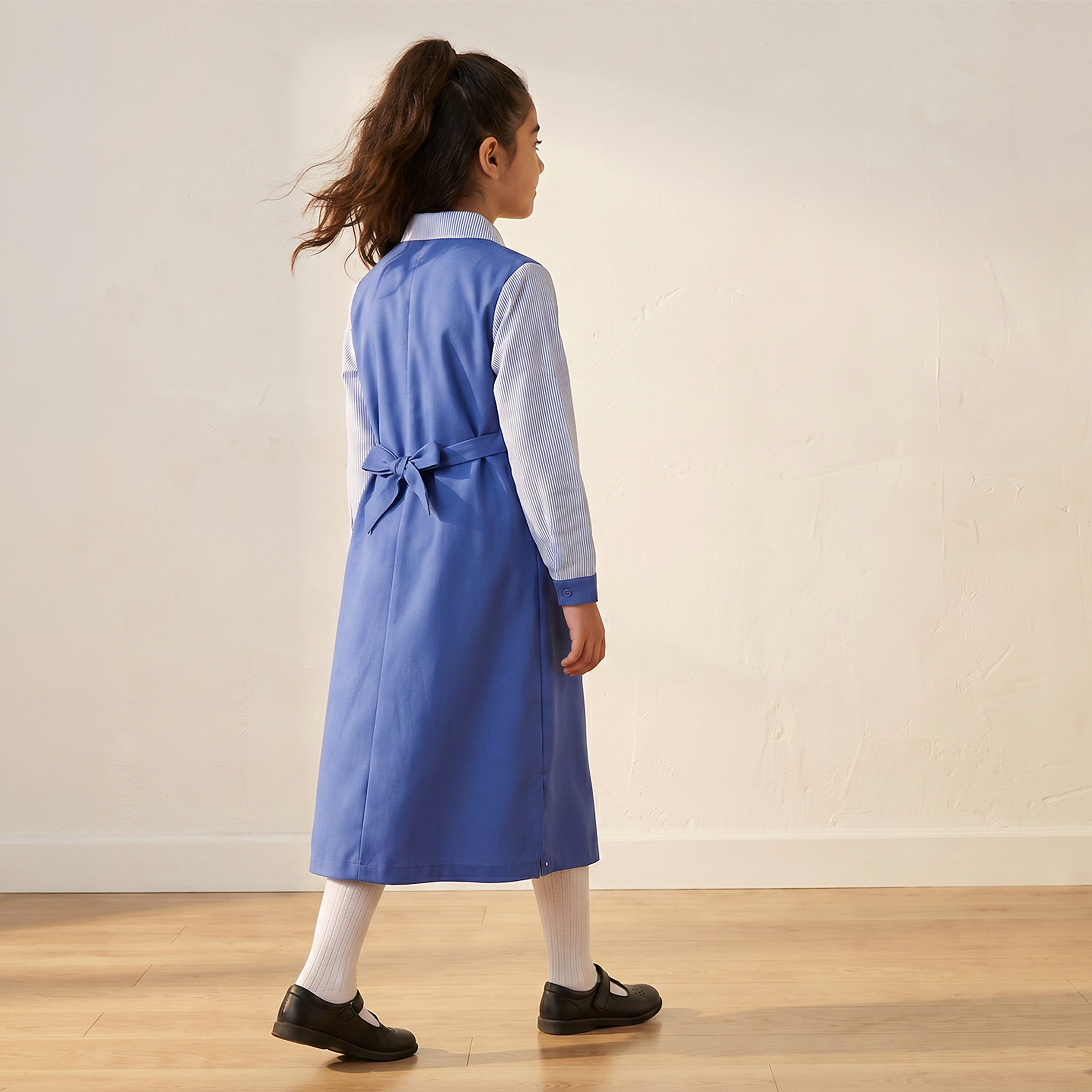 Juniors Blue School Dress with Long Sleeves - Girls-girls-clothing-schoolwear-dresses-image-2