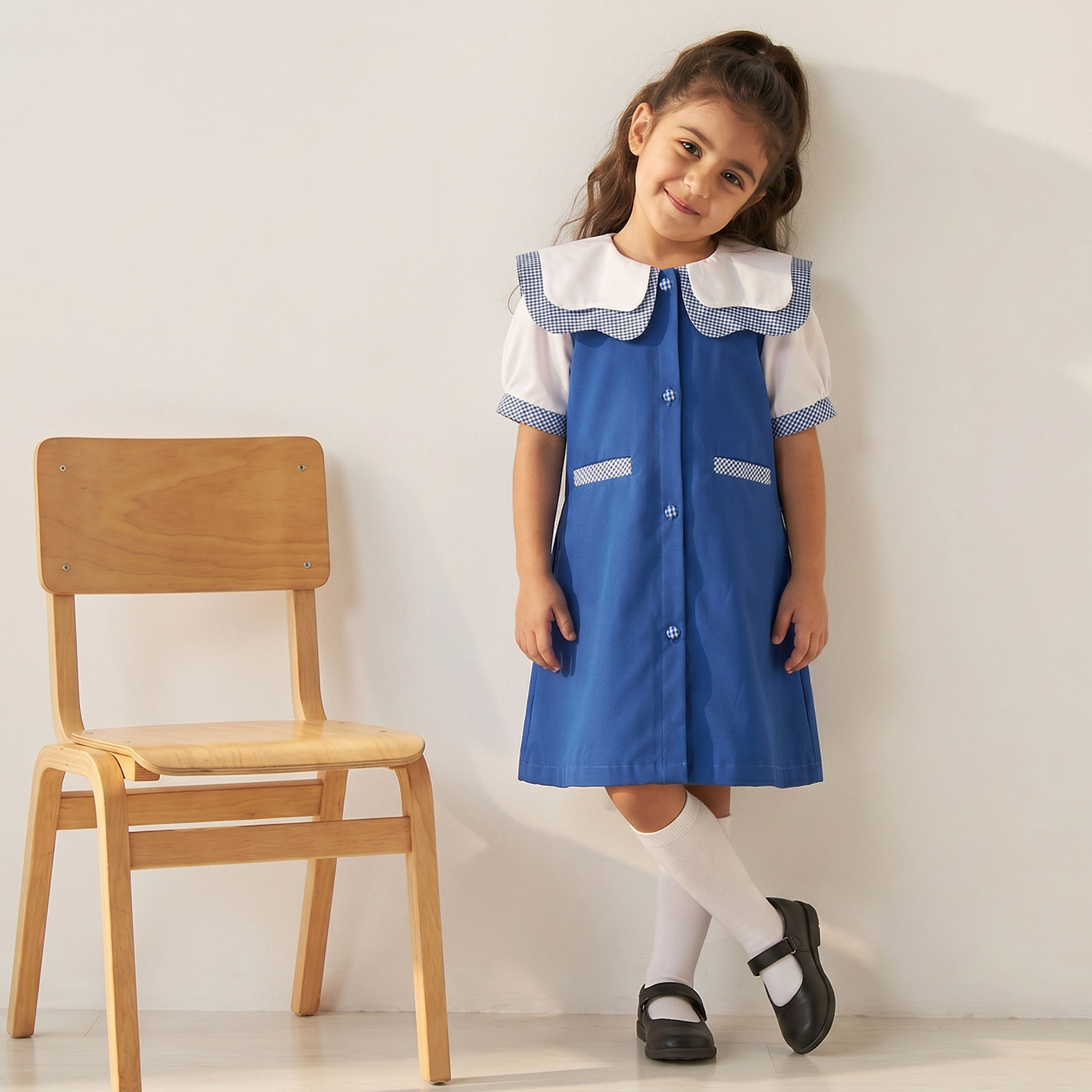 فستان مدرسي أزرق بياقة بحار من جونيورز - للبنات-girls-clothing-schoolwear-dresses-image-1