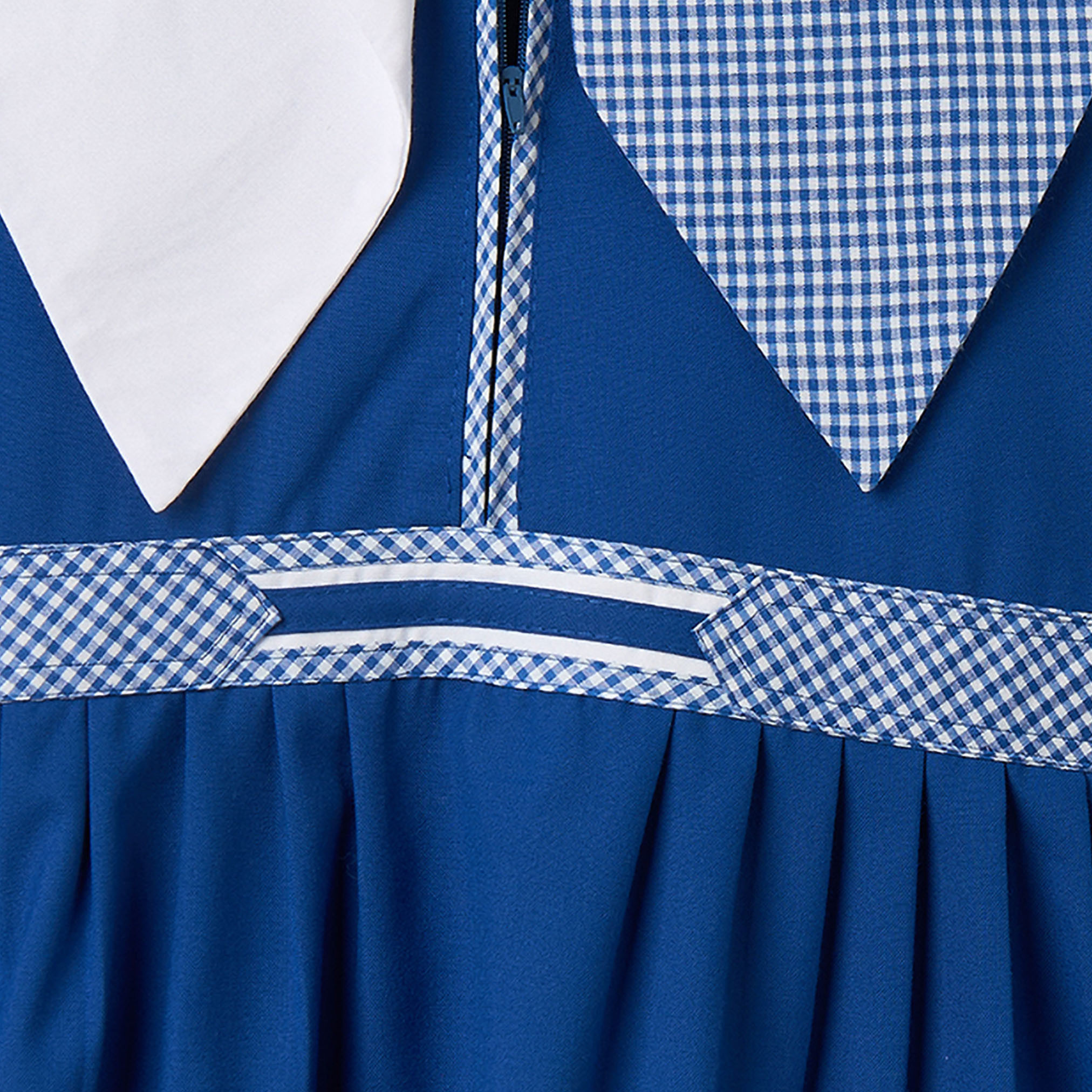 Juniors Blue School Dress with Short Sleeves-girls-clothing-schoolwear-dresses-image-3
