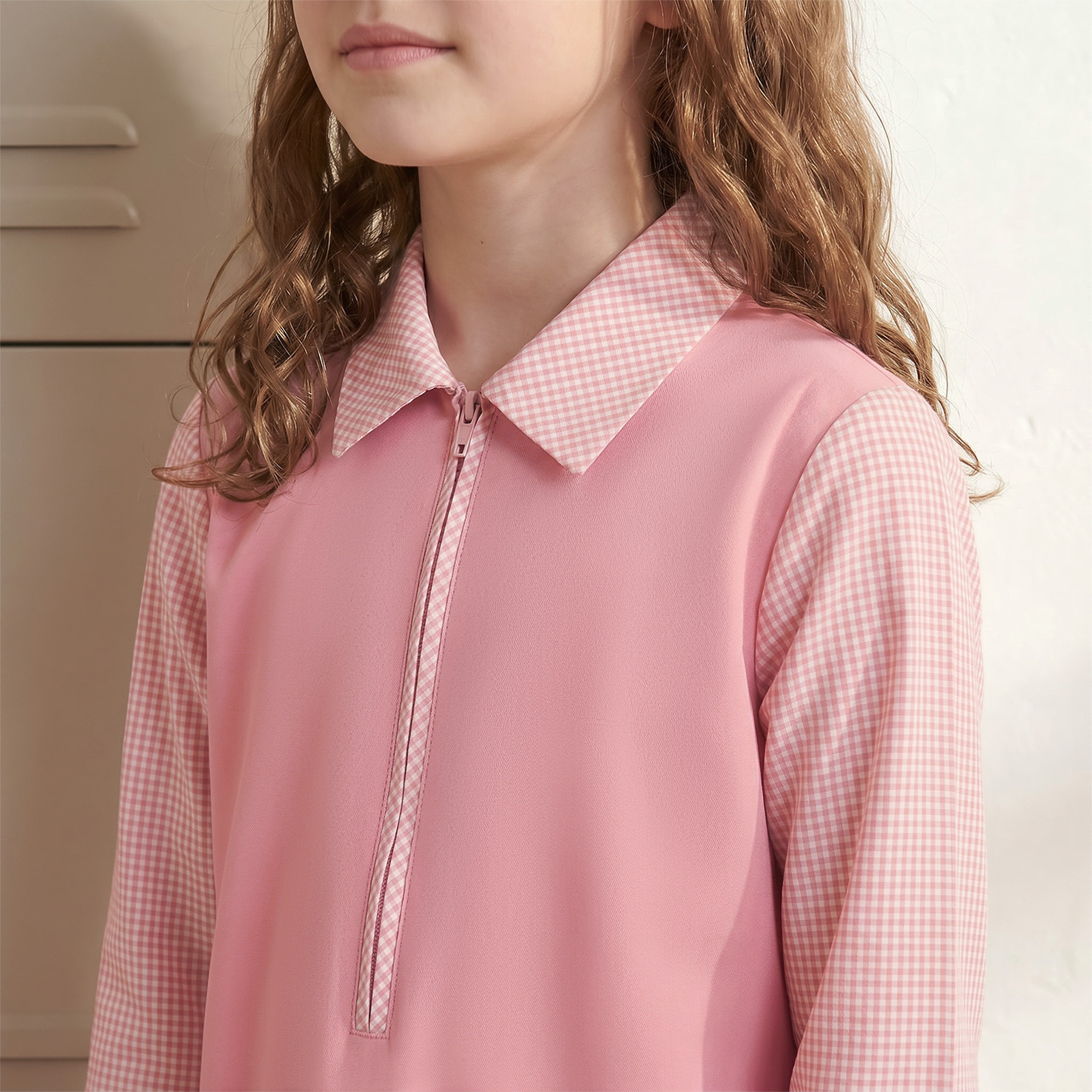 فستان مدرسي وردي بأكمام طويلة من جونيورز - بنات-girls-clothing-schoolwear-dresses-image-6