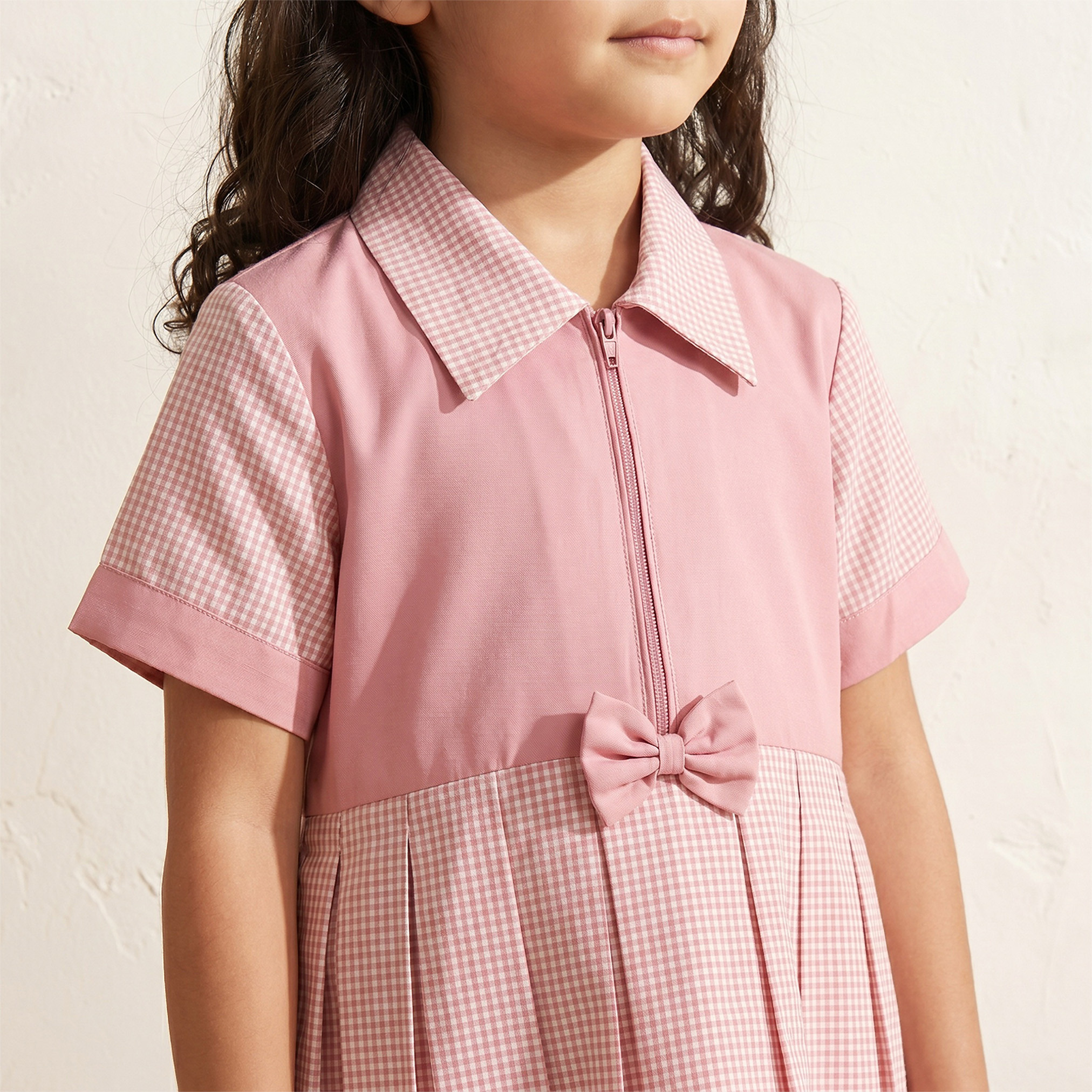 فستان مدرسي وردي بأكمام قصيرة للبنات من جونيورز-girls-clothing-schoolwear-dresses-image-6
