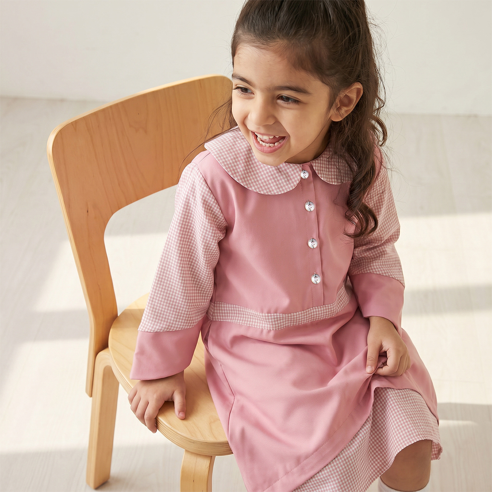 فستان وردي إيه لاين بياقة بحار للبنات من جونيورز-girls-clothing-schoolwear-dresses-image-5