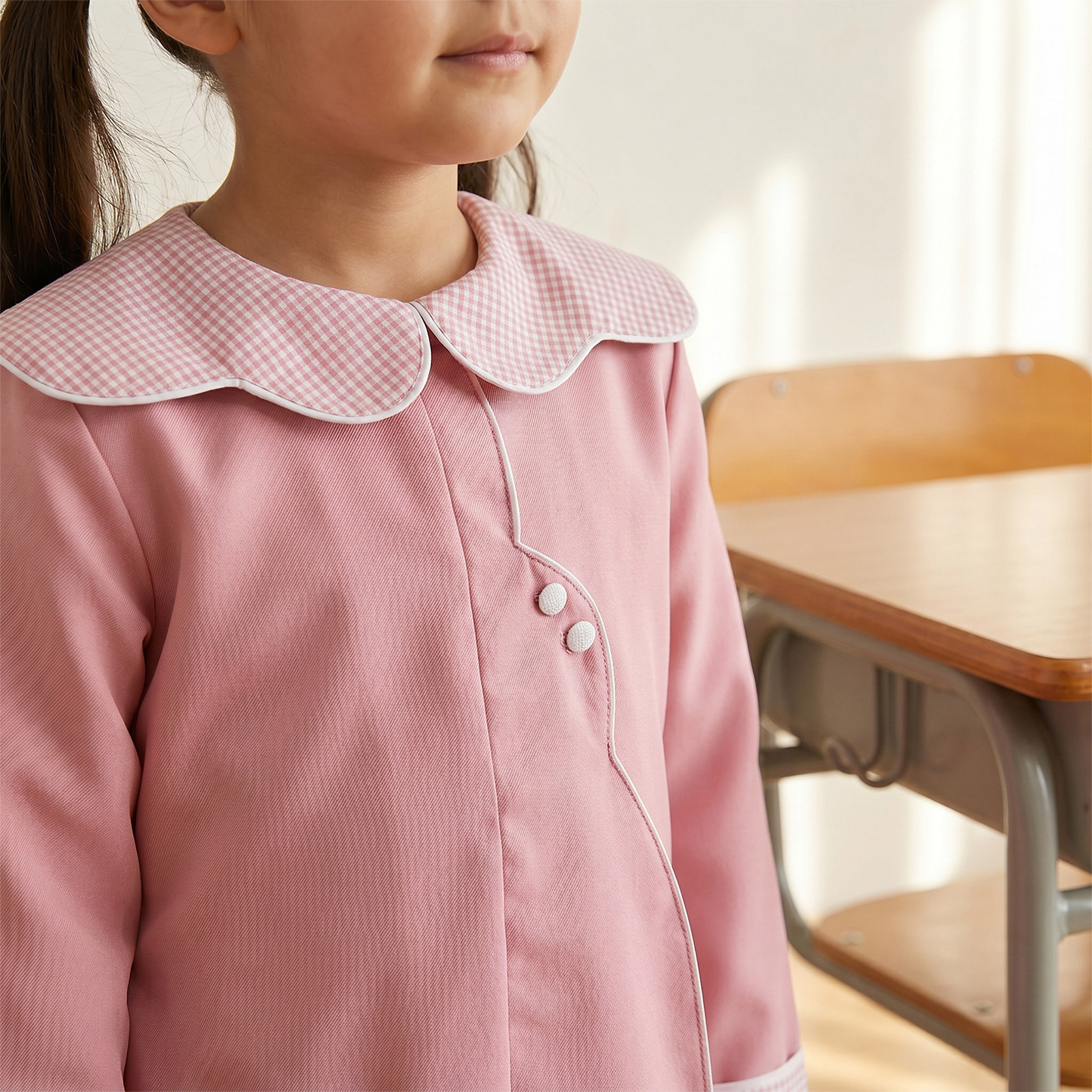 Juniors Pink School Dress with Long Sleeves - Girls-girls-clothing-schoolwear-dresses-image-6