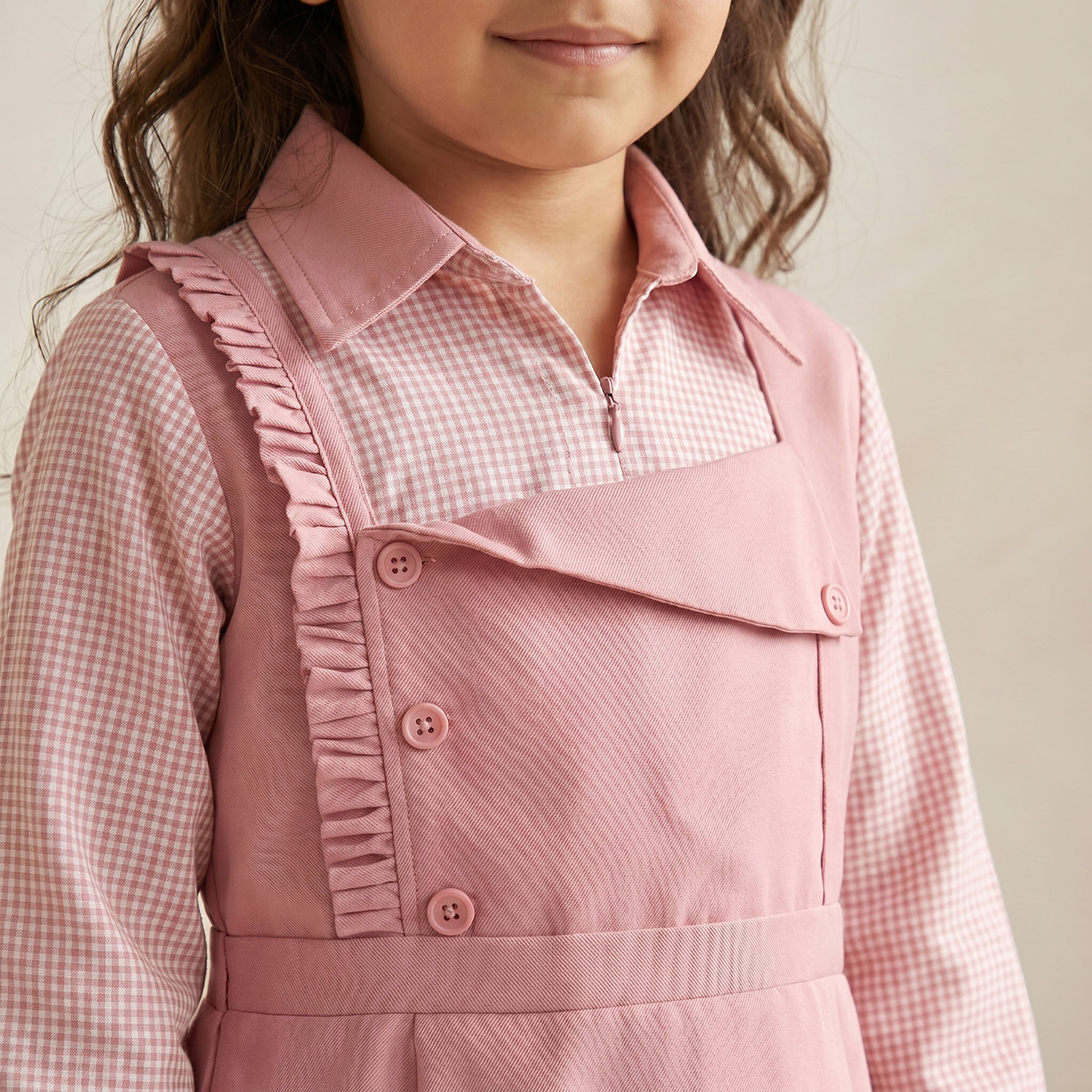 فستان وردي إيه لاين بياقة عادية للبنات من جونيورز-girls-clothing-schoolwear-dresses-image-5