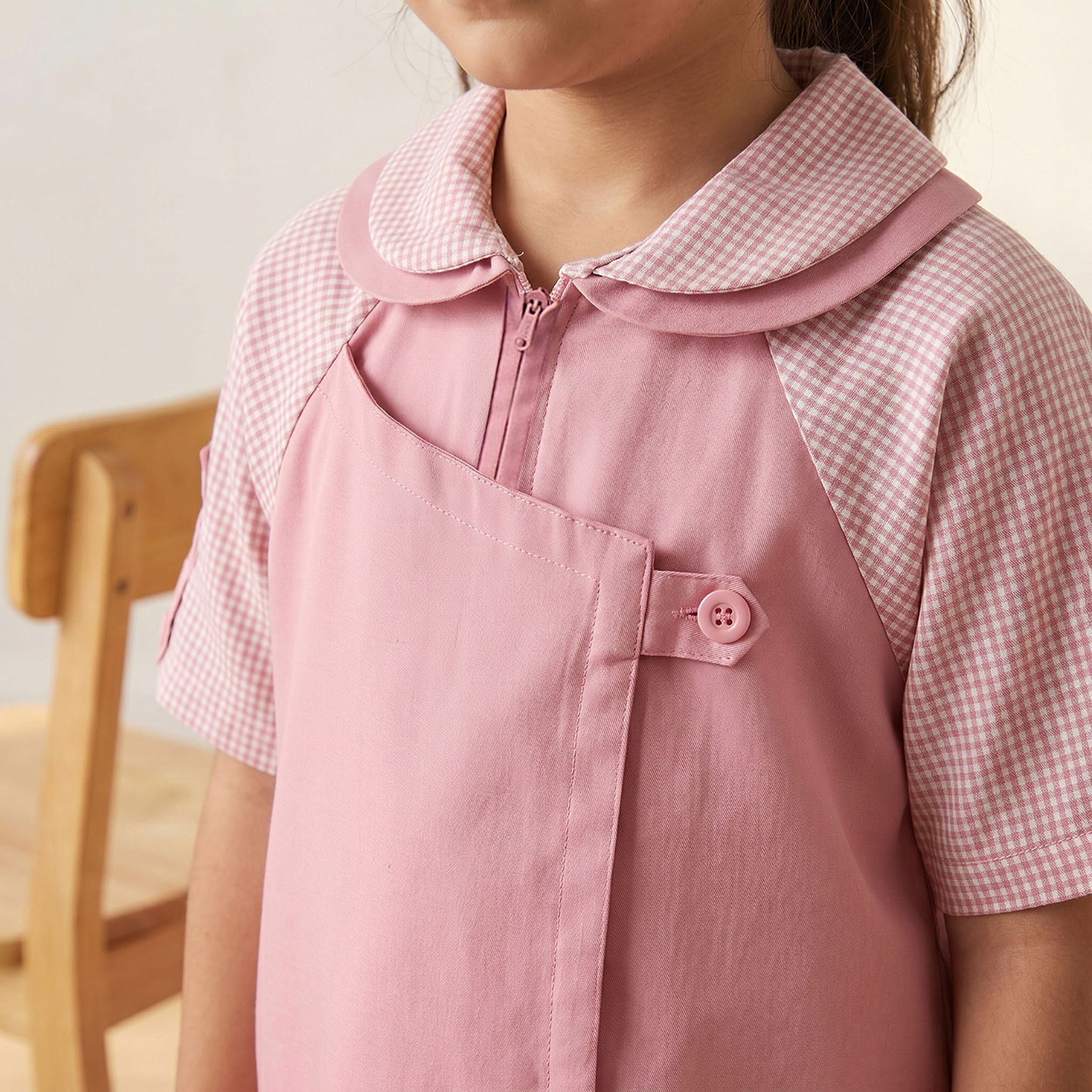 Juniors Pink School Dress with Peter Pan Collar - Girls-girls-clothing-schoolwear-dresses-image-5