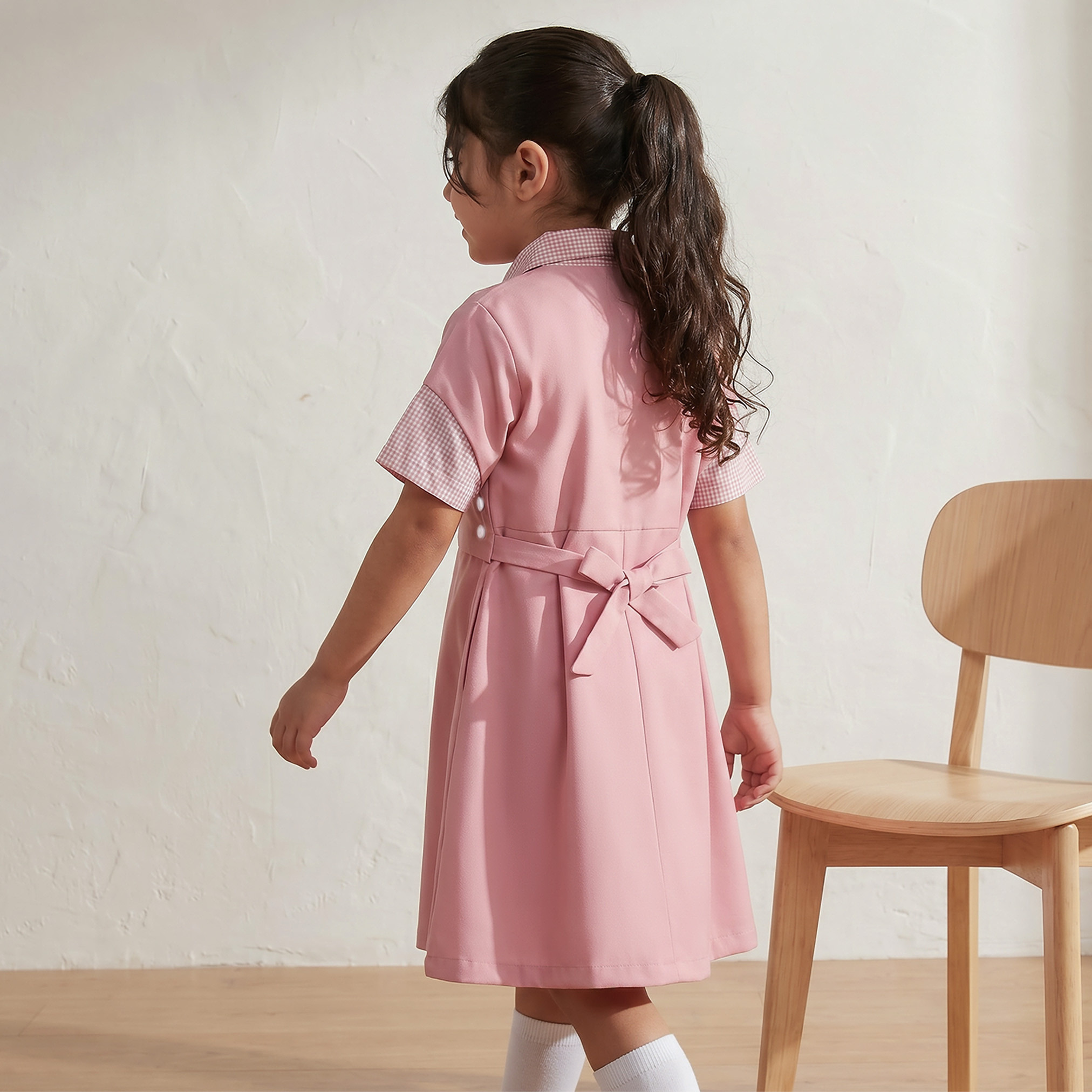 Juniors Checked School Dress with Collar - Girls-girls-clothing-schoolwear-dresses-image-2