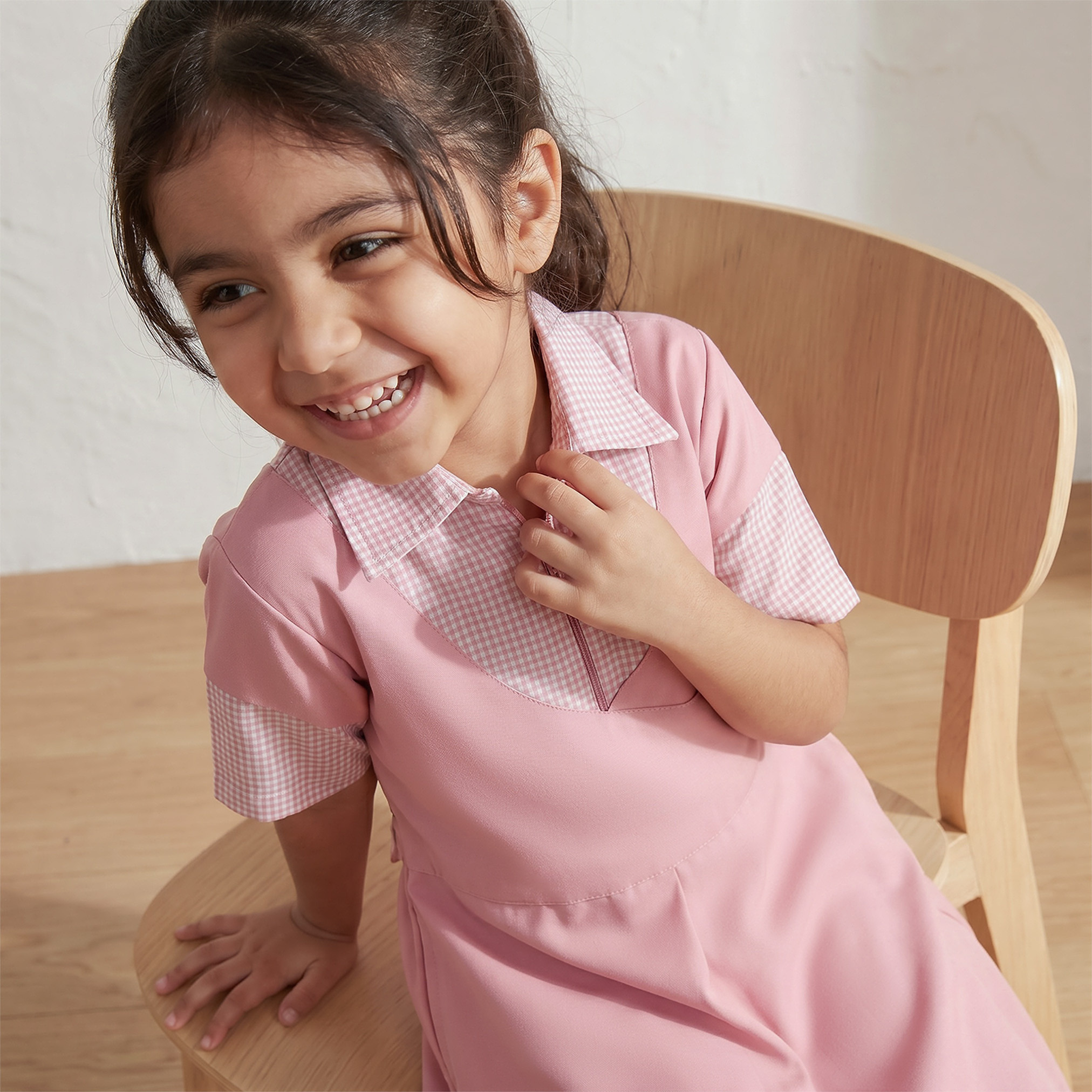 Juniors Checked School Dress with Collar - Girls-girls-clothing-schoolwear-dresses-image-5